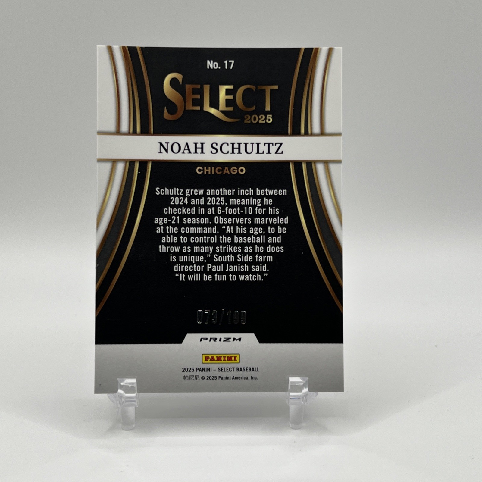 2025 Panini Select – Turbocharged Noah Schultz #17 Silver Wave Prizm /199 (RC)
