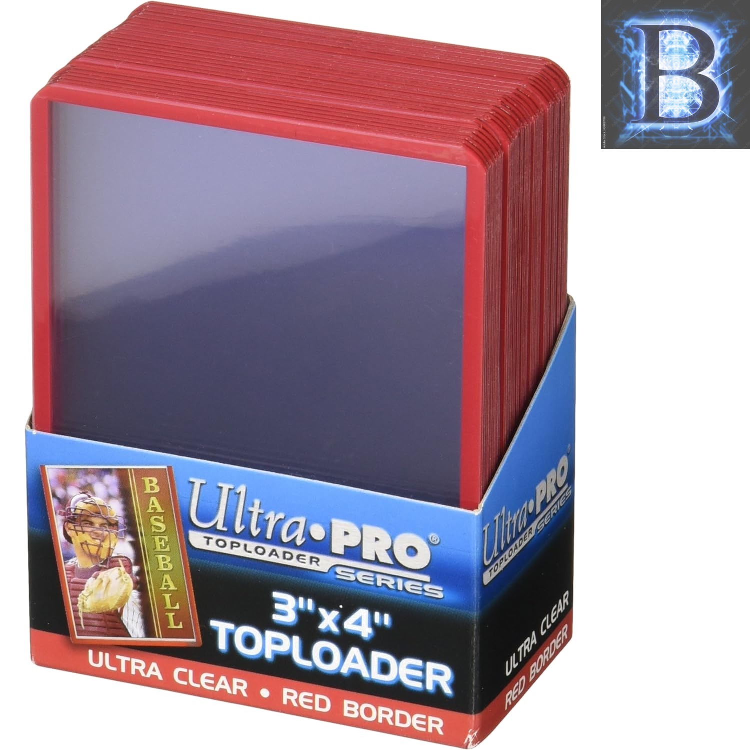 3″ x 4″ Rigid PVC Red Border Toploader – Super Clear & Durable 25 Pack