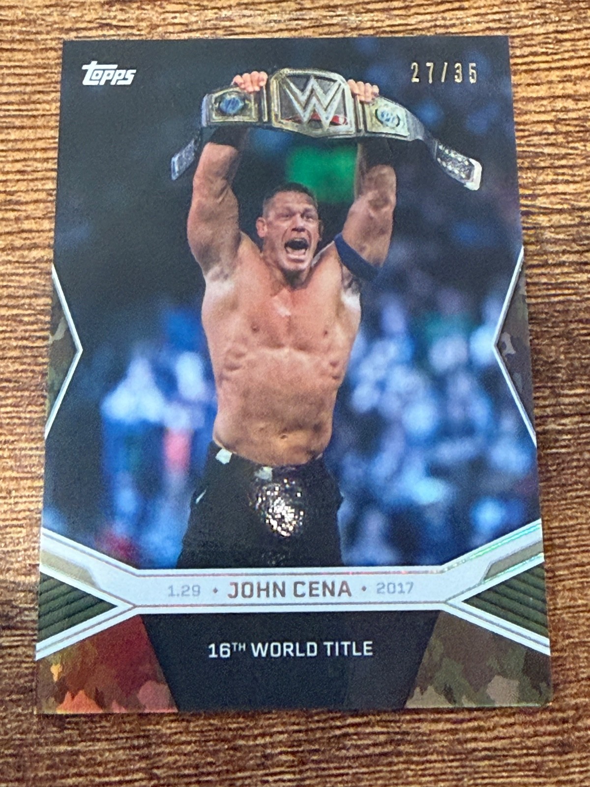 2025 Topps John Cena Commemorative Collection 16th World Title Green Camo /35