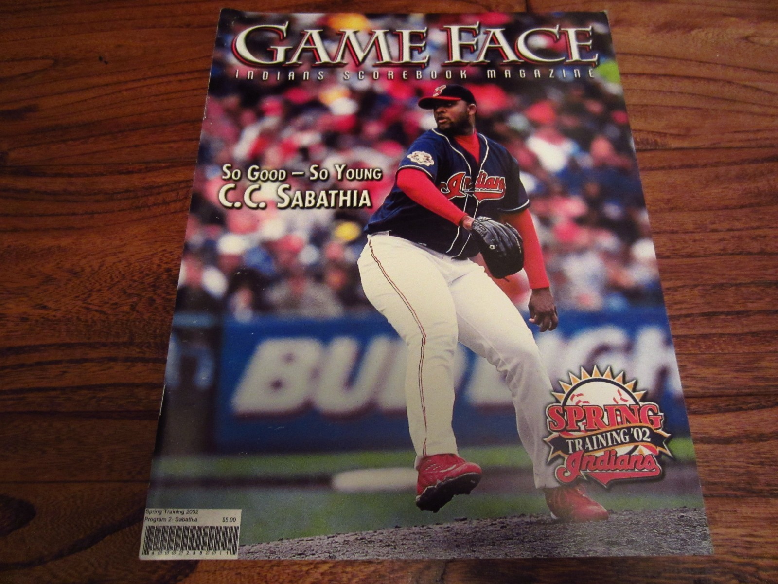 2002 Cleveland Indians Spring Training Game Face Program CC Sabathia / Thome