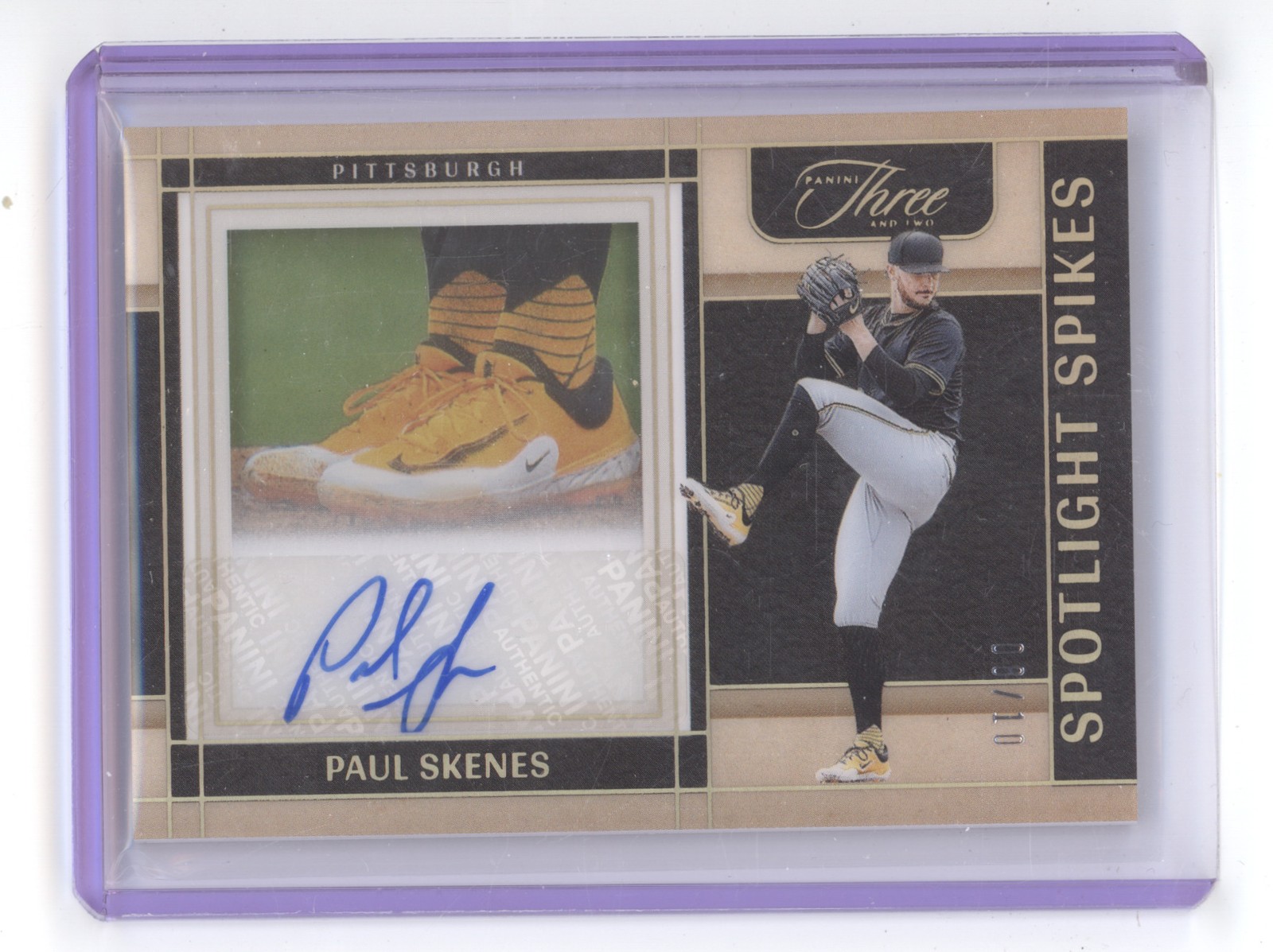 PAUL SKENES 2025 PANINI THREE AND TWO SPOTLIGHT SPIKES AUTO /10 PIRATES Q1887