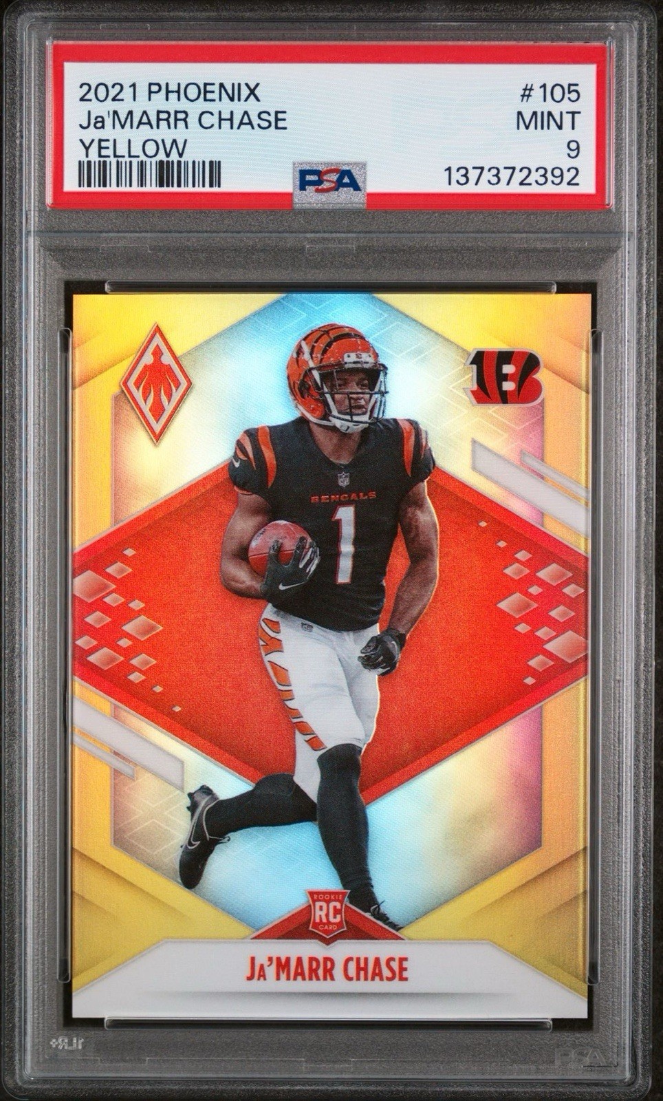 2021 Panini Phoenix – Rookie Ja’Marr Chase #105 Yellow /75 (RC)