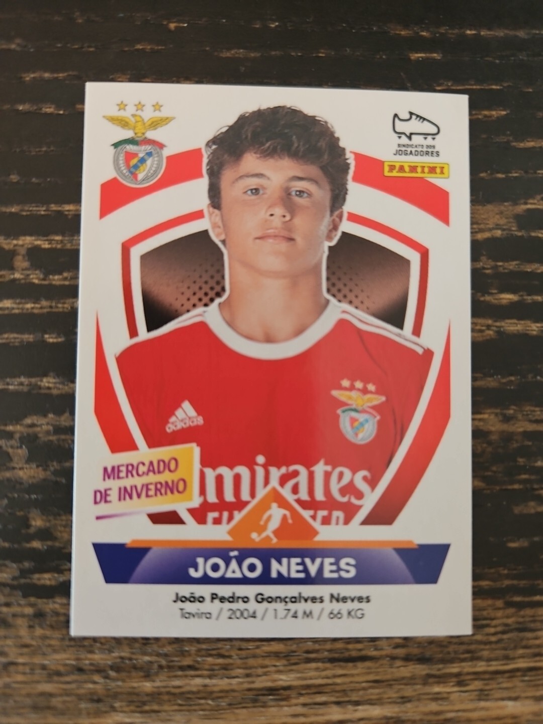 João Neves Rookie Sticker SL Benfica – Rising Star – Futebol 22/2023–Panini
