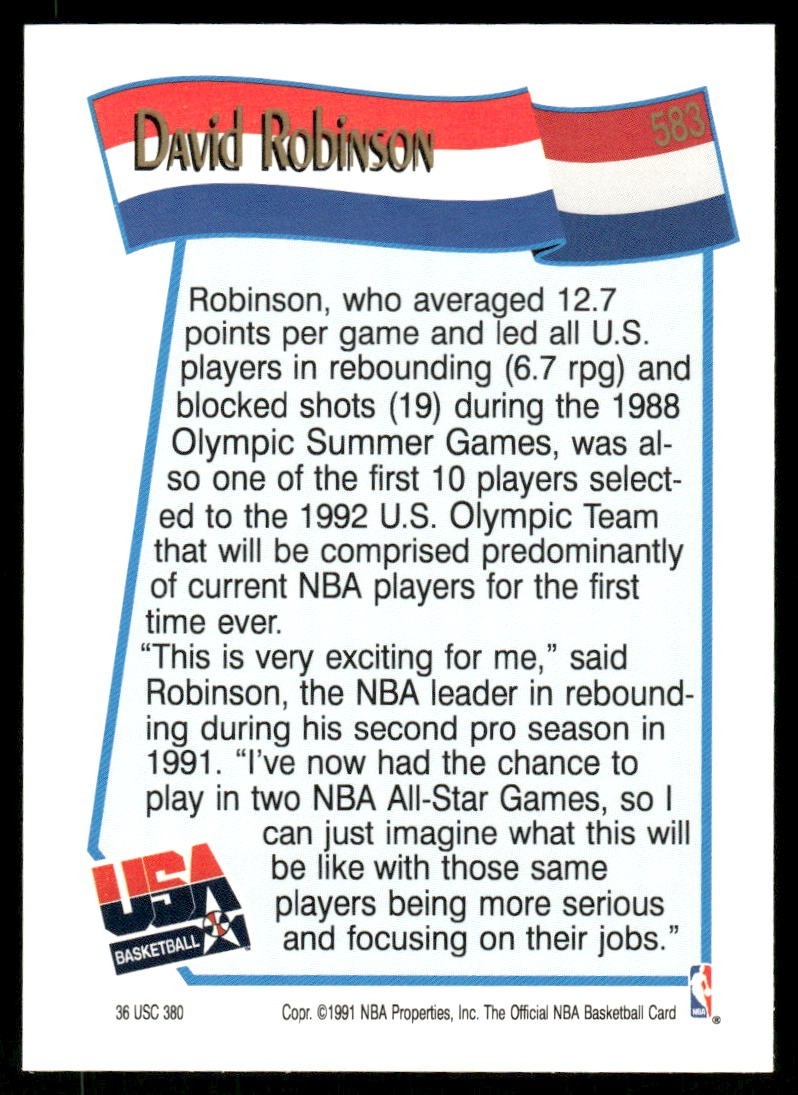 1991-92 NBA Properties David Robinson [Base] Base Set