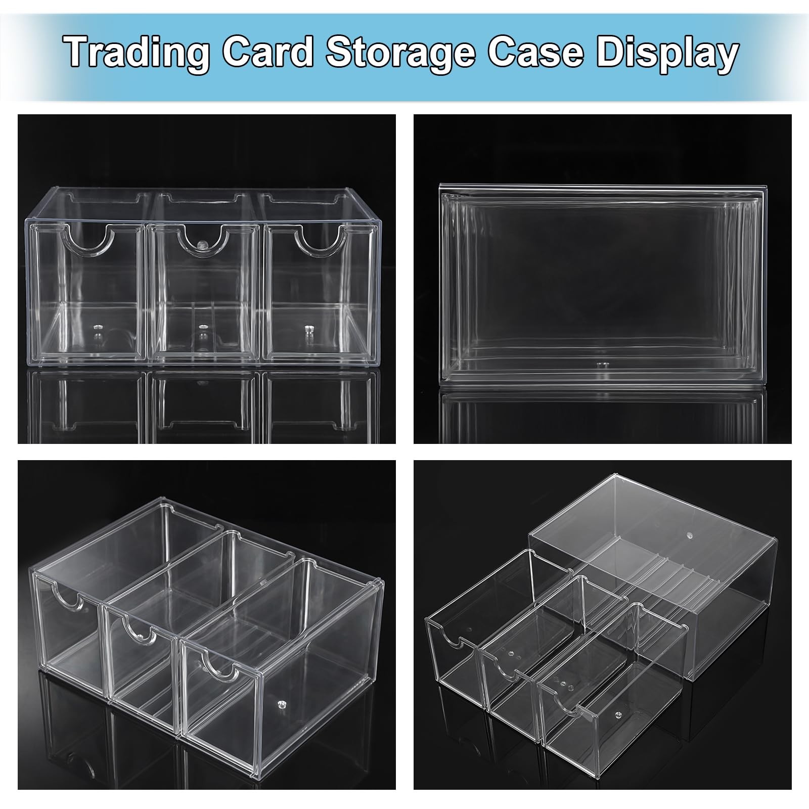 1 Plastic Trading Card Storage with 3 Drawers, Clear Stackable TCG/Card Organ…