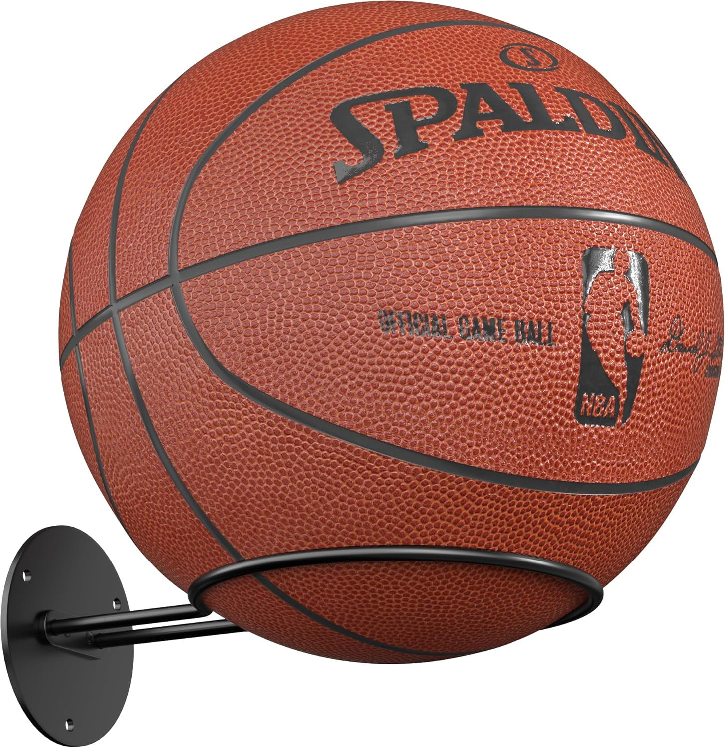 Ball Storage Holder Wall Mount: Black Room Decor for Basketball, Rugby, Soccer,