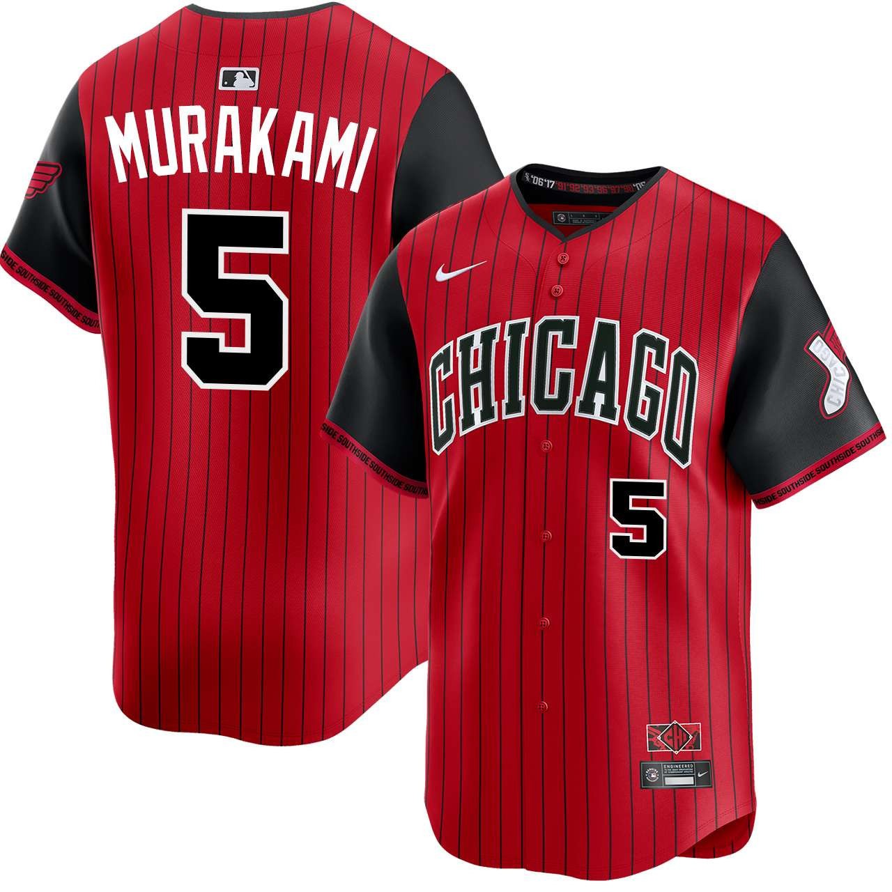 Murakami #5 Chicago White Sox Stitched Baseball Jersey Black/White/Grey/Red New
