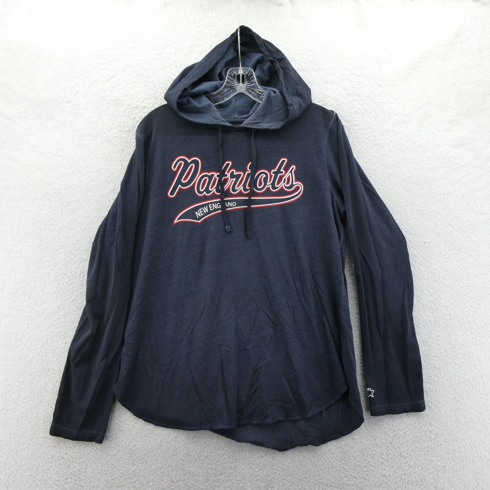 Starter Hooded Shirt Women Medium New England Patriots Navy Blue Vintage Y2K NFL