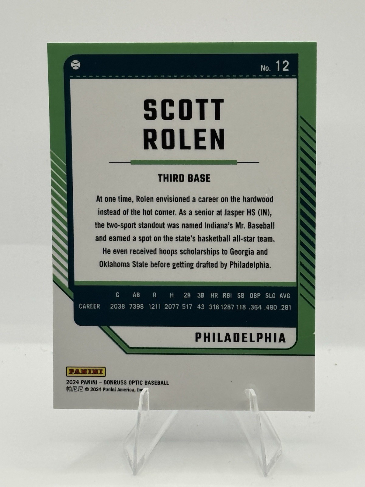 2024 Panini Donruss – Optic Scott Rolen #12 Holo Prizm G40