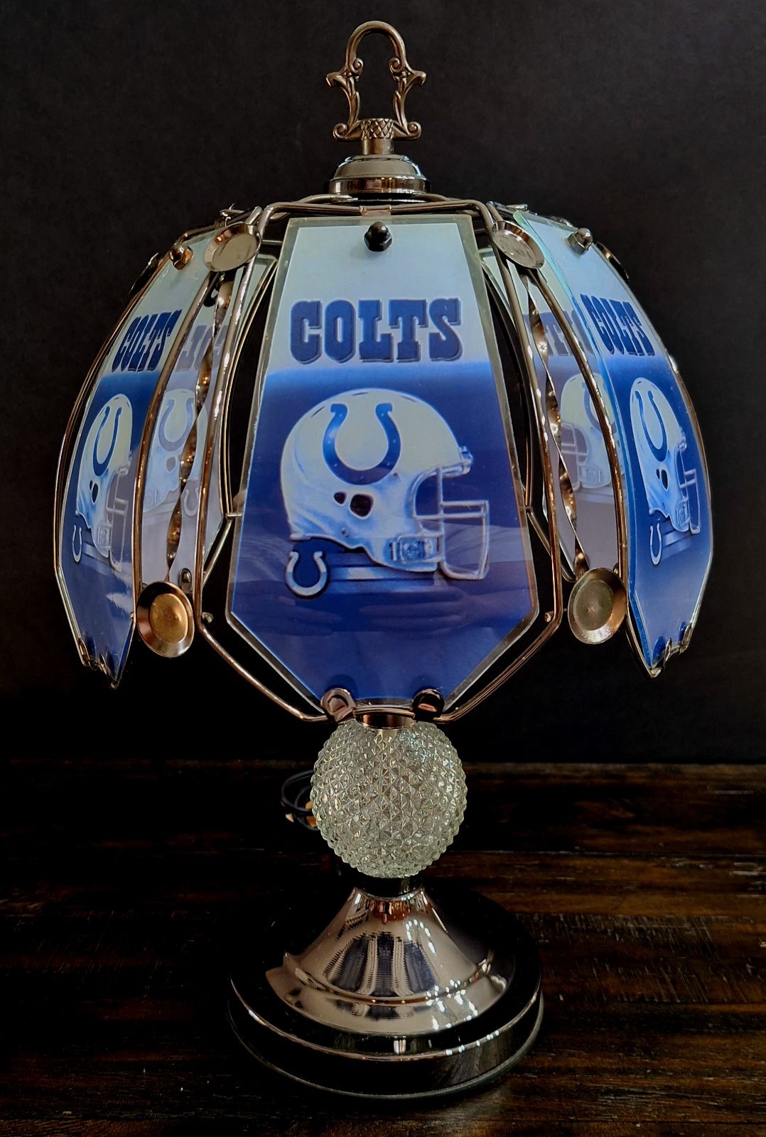 16″ NFL INDIANAPOLIS COLTS TOUCH LAMP Glass/metal Panels – Man Cave/Bar/Football