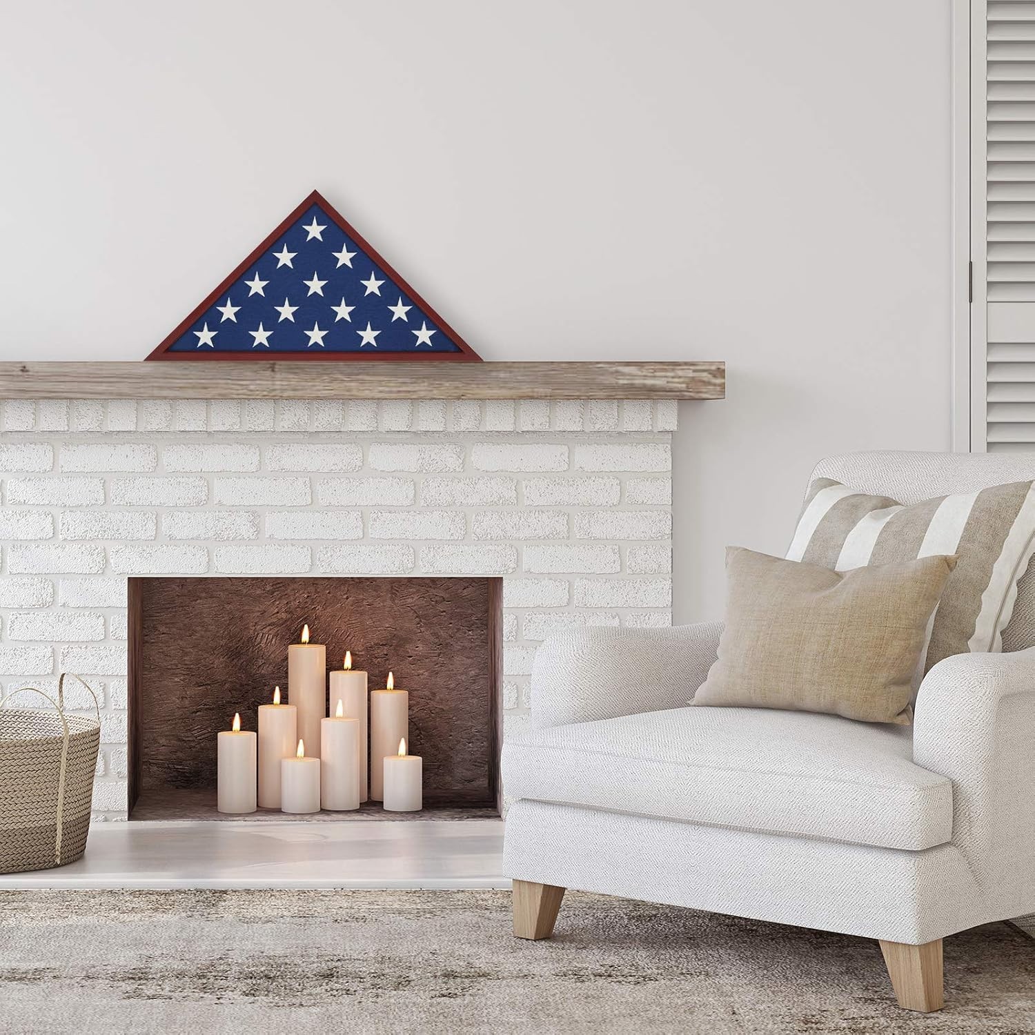 Triangular Flag Case – Elegant Mahogany Display for 5×9.5′ Memorial Flags