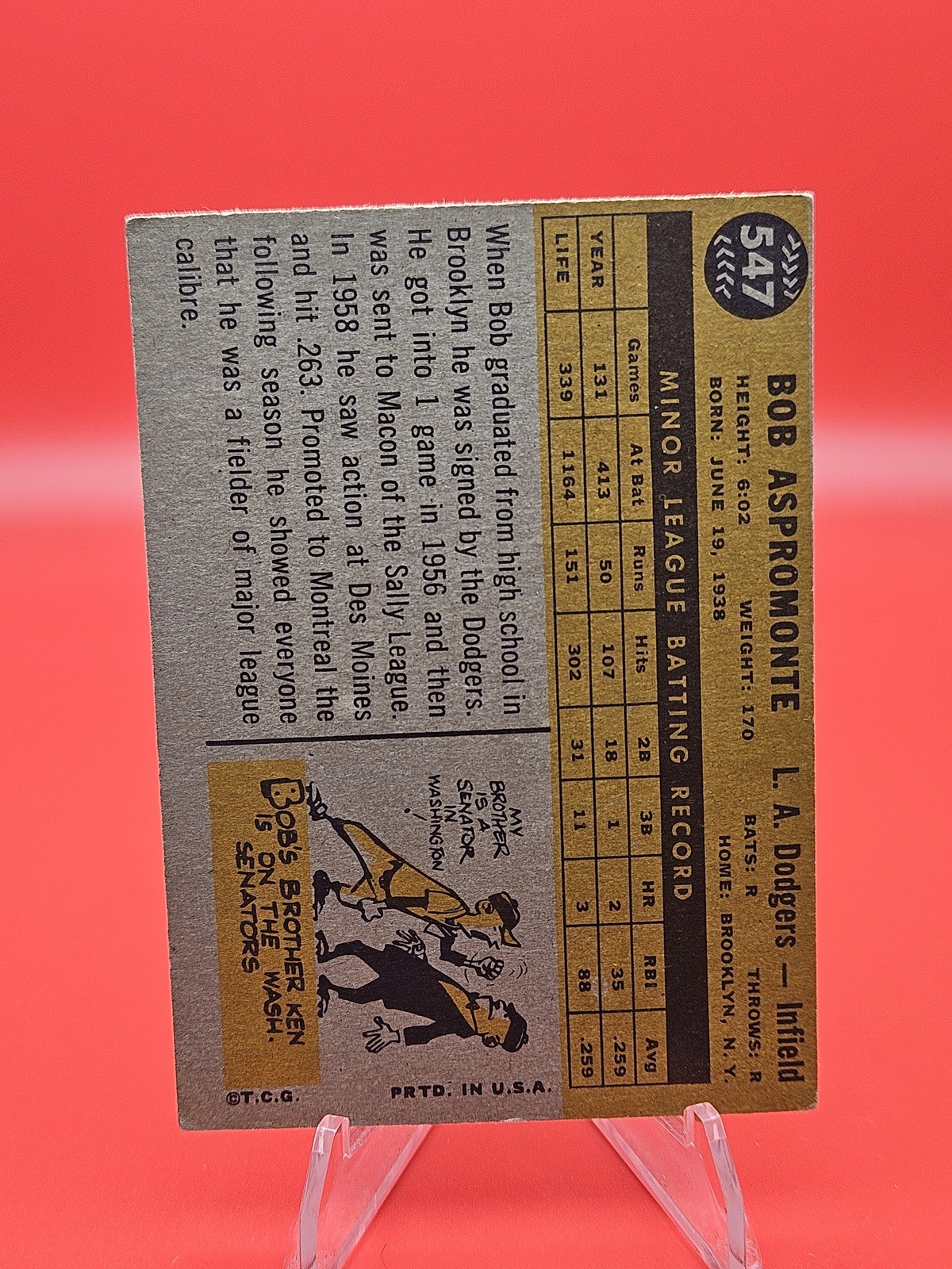 1960 Topps #547 Bob Aspromonte