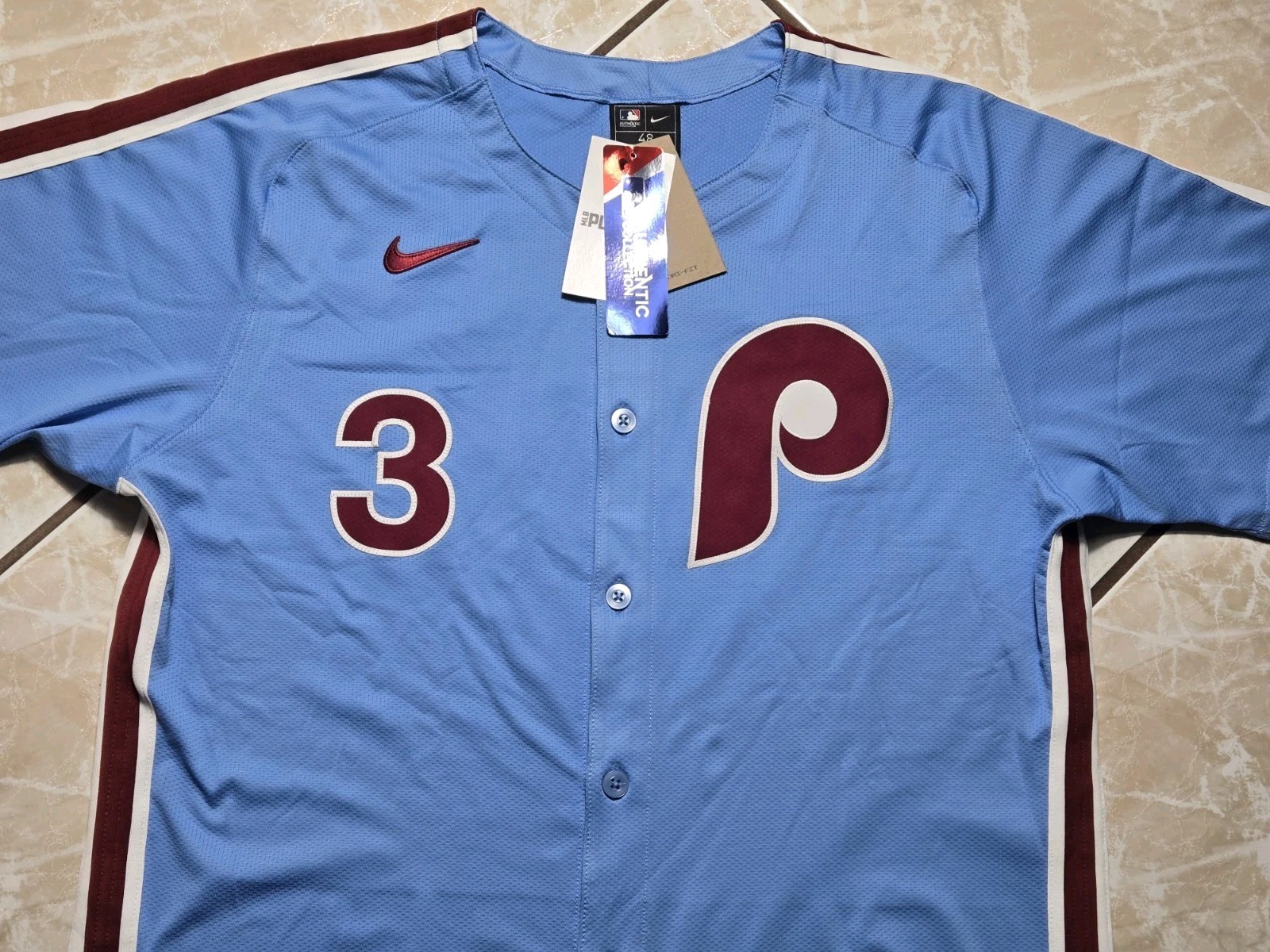 Nike Bryce Harper Philadelphia Phillies Elite Powder Blue MLB Jersey 48 $375