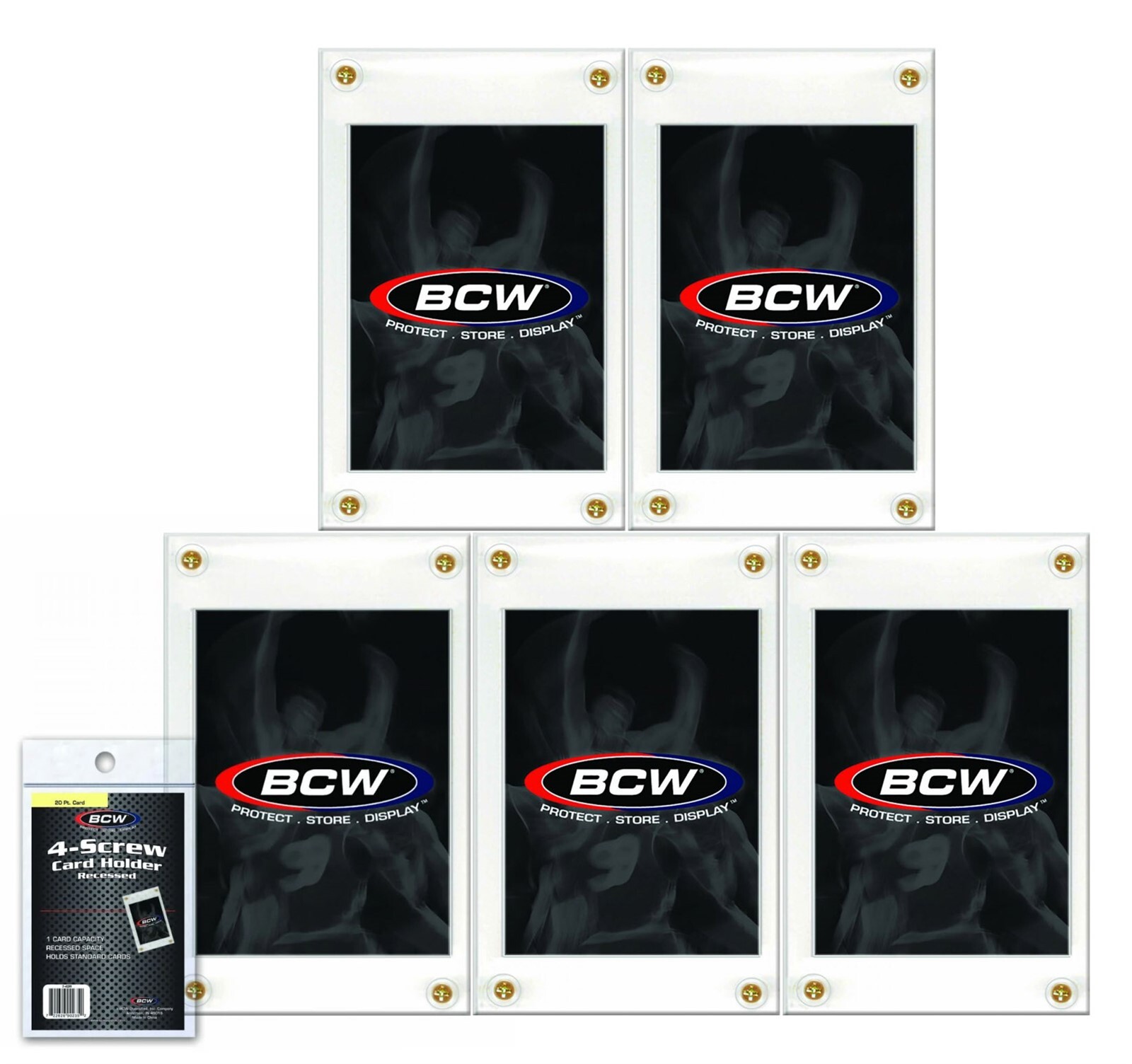5 BCW 4 Screw Recessed Sport Trading Card Holder Screwdown Display Protector New