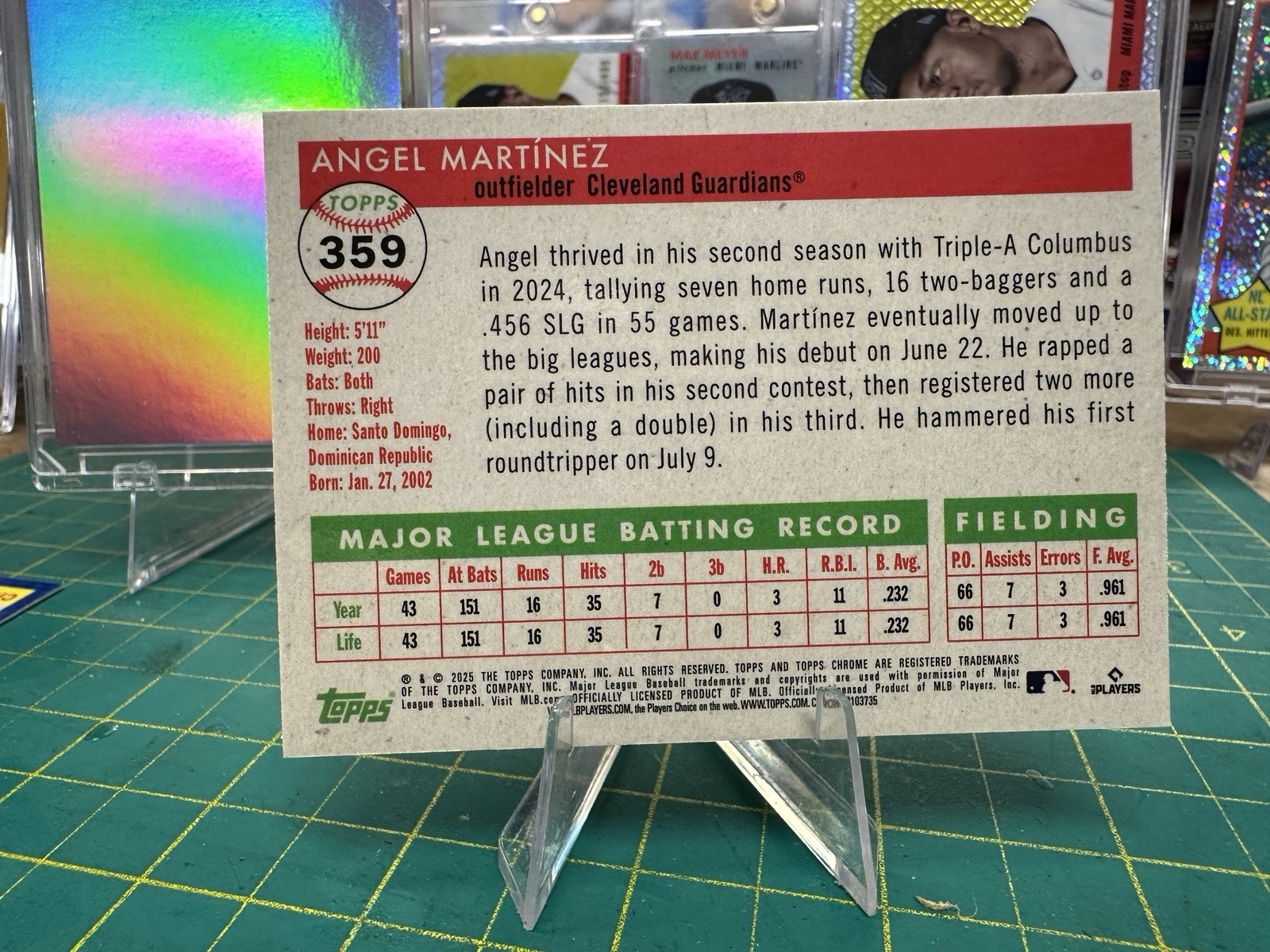 2025 Topps Chrome Platinum PRISM Refractor #359 Angel Martínez, Cleveland RC