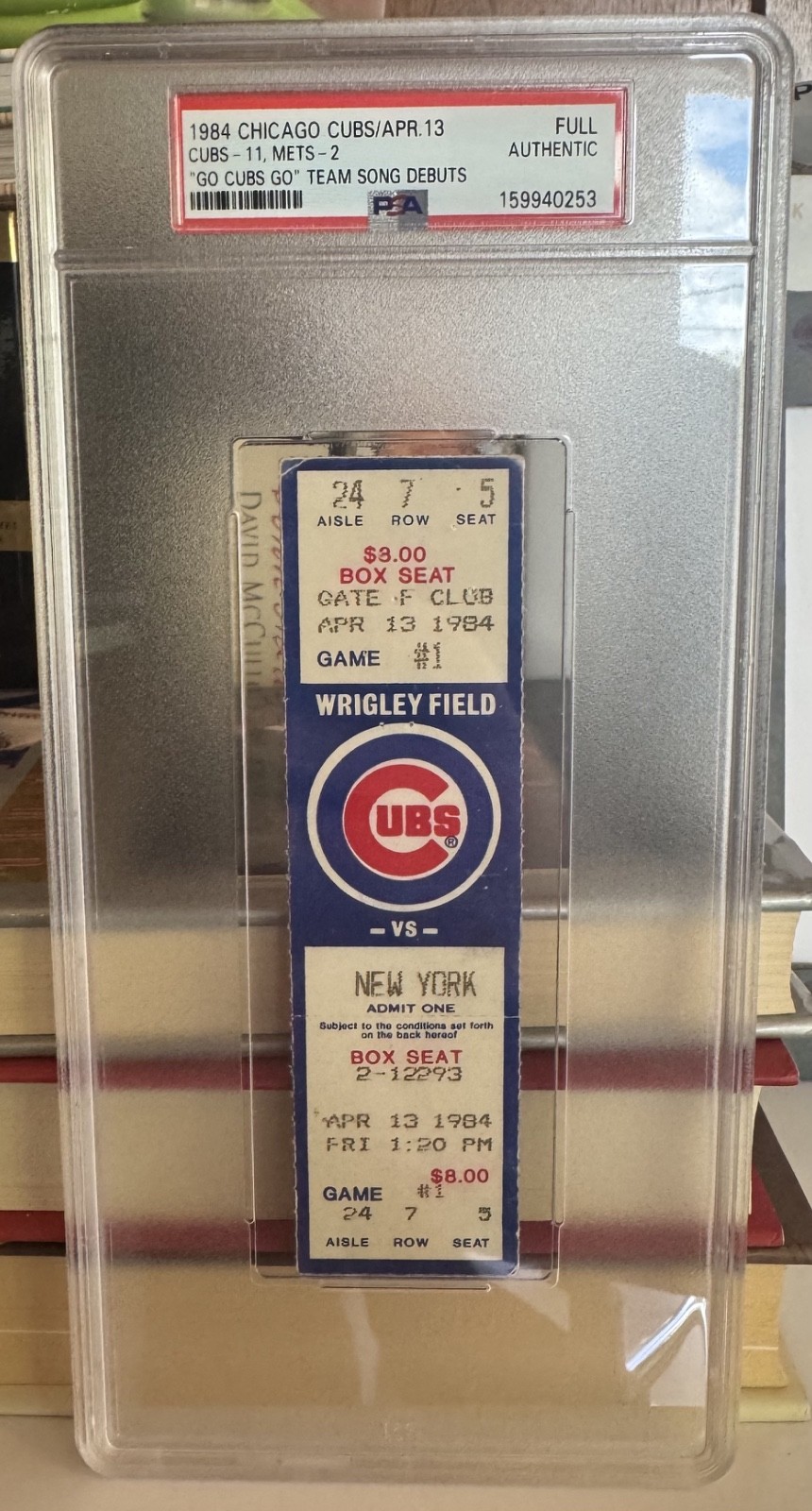 FULL TICKET 1984 CUBS OPENING DAY *PSA POP 2* GO CUBS GO DEBUT, GOODEN GAME #2