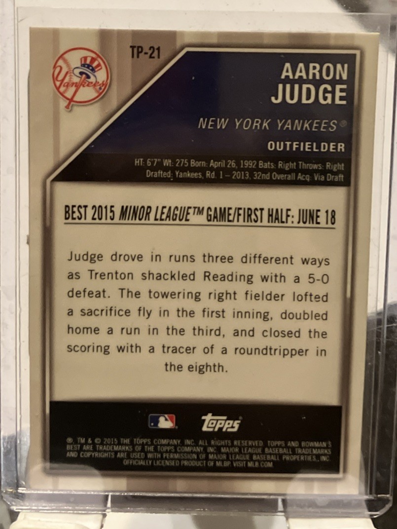 2015 BOWMAN BOWMAN’S BEST TOP PROSPECTS Aaron Judge ROOKIE RC REFRACTOR #TP=21