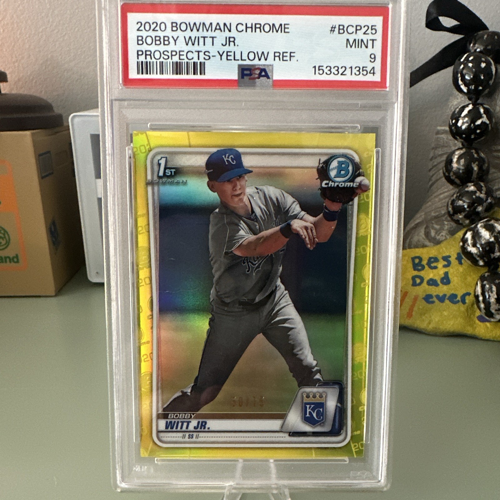 2020 Bowman Chrome Prospects Bobby Witt Jr. Yellow /75 PSA 9 BCP-25 *pristine!