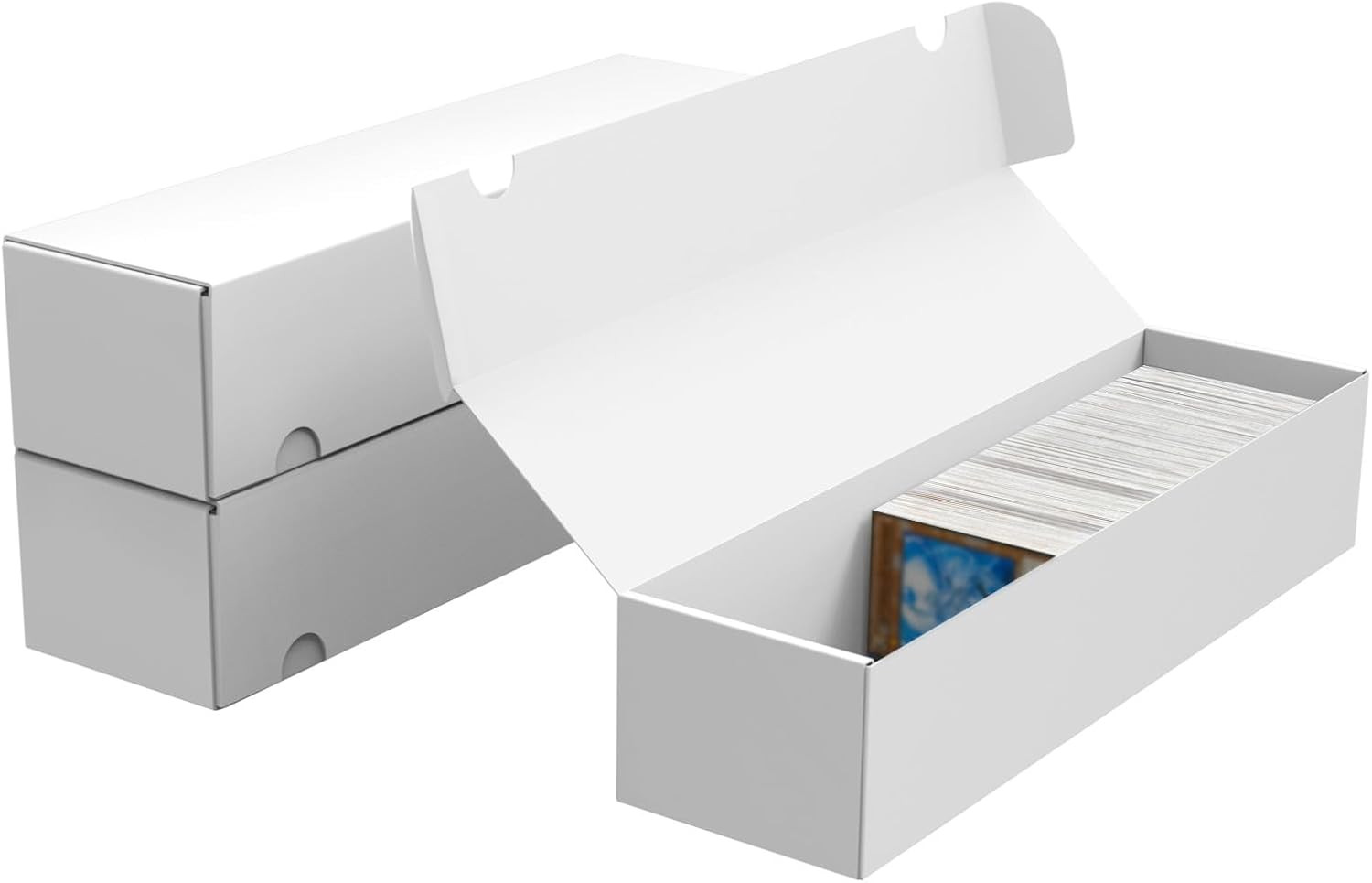 Trading Card Storage Box, 3-Pack 1100 Count White Corrugated Cardboard Bulk S…