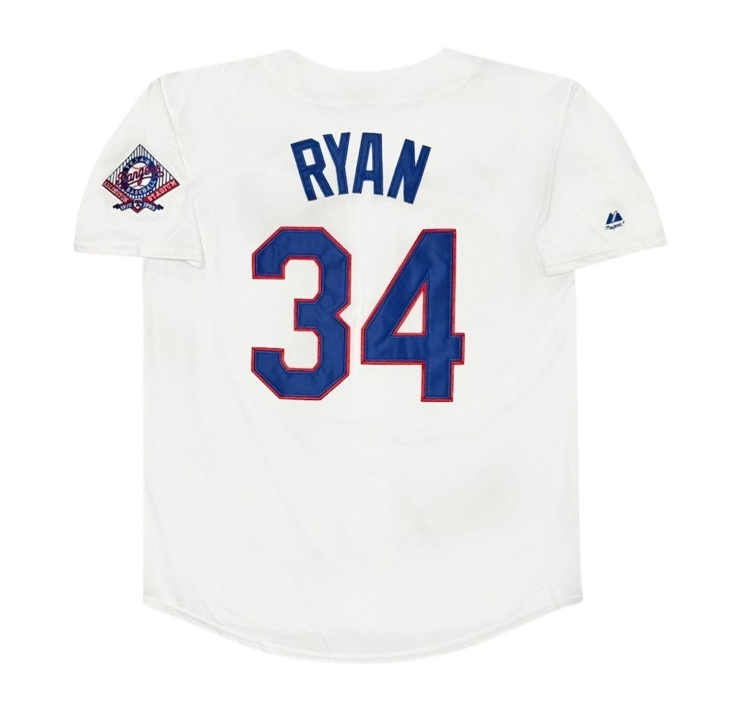 Nolan Ryan 1993 Texas Rangers Cooperstown Home White Jersey Men’s (L-XL)