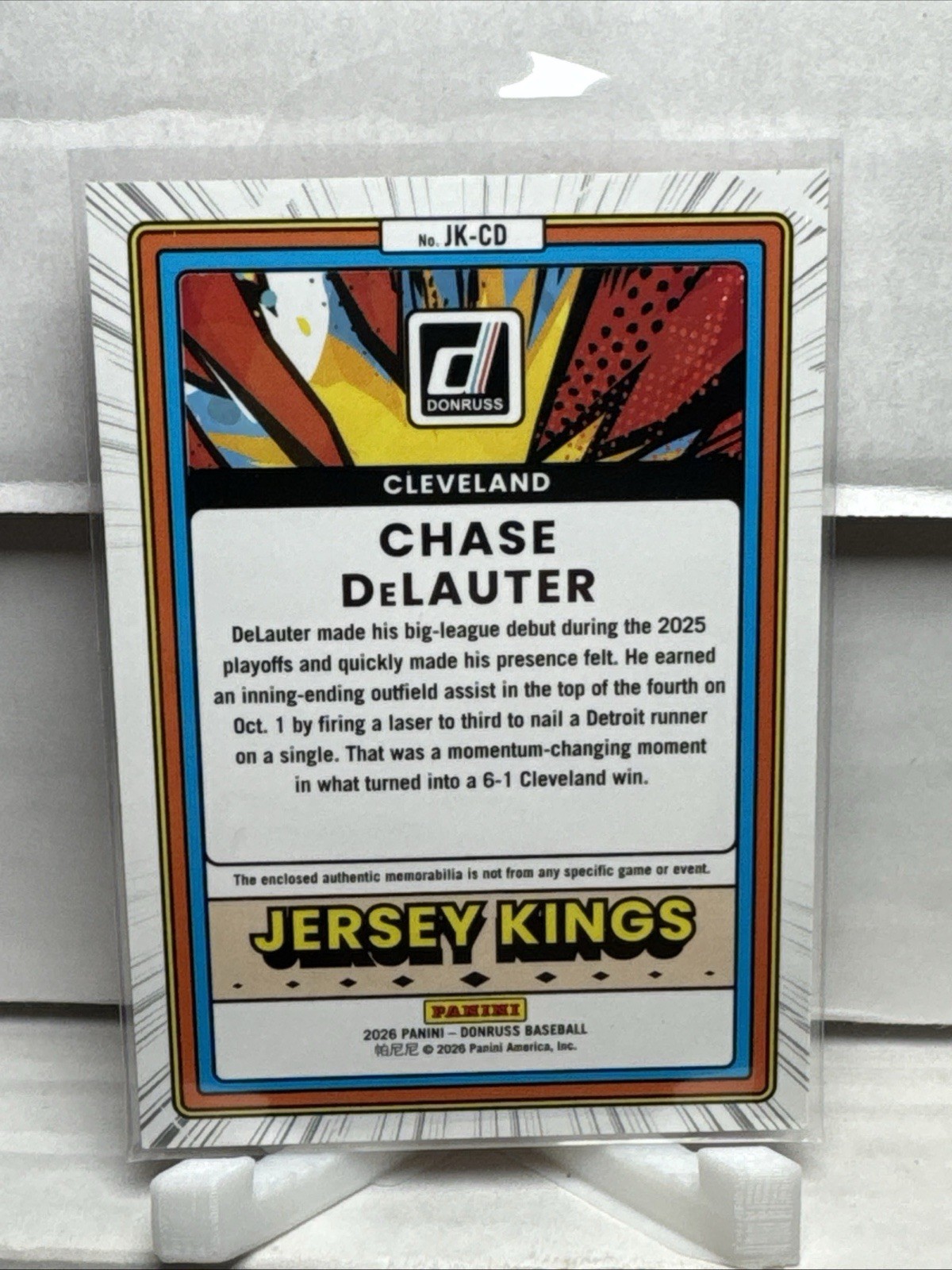 2026 Donruss Baseball Chase DeLauter Jersey Kings Relic (RC) Guardians