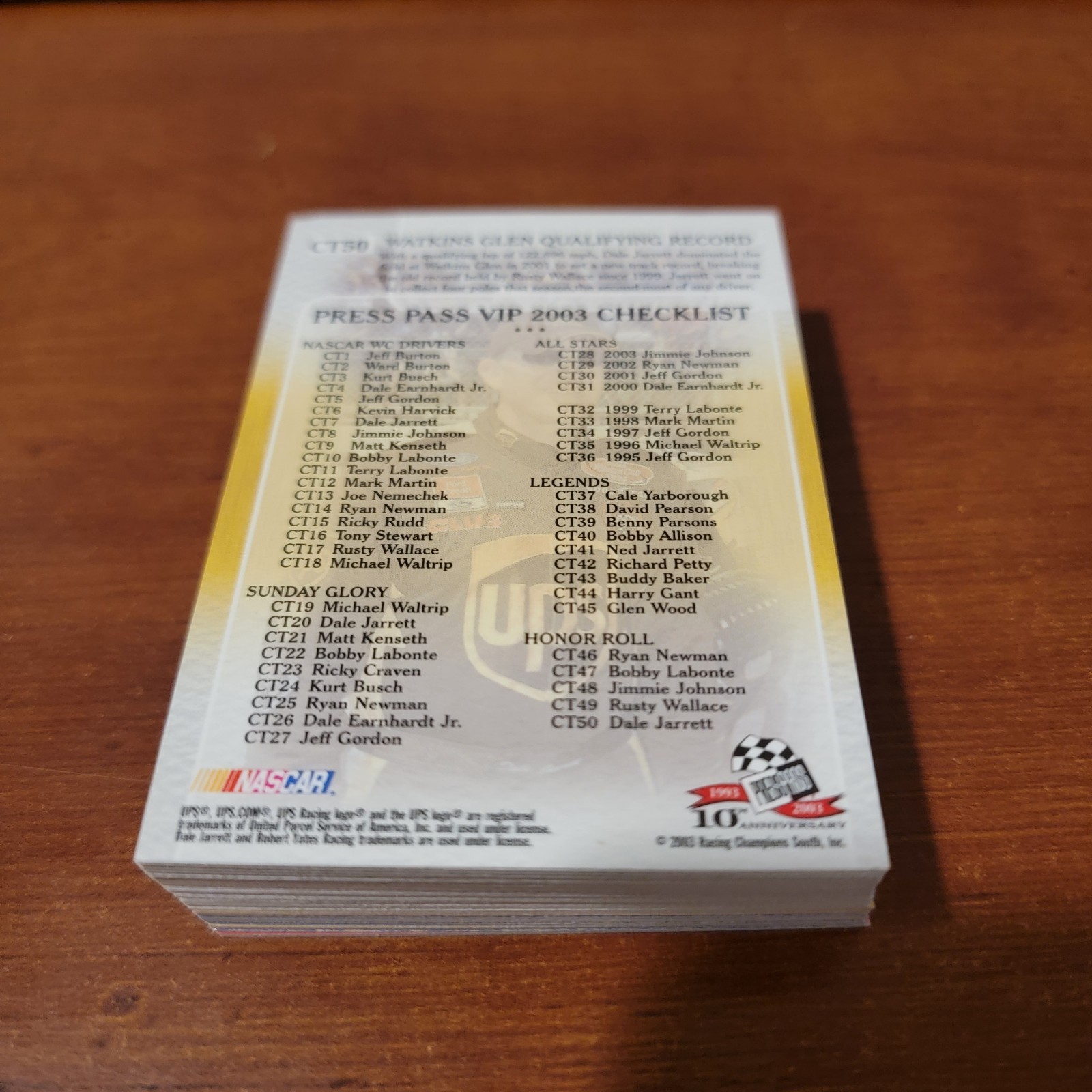 2003 Press Pass VIP Auto Racing Complete Set NASCAR Set 1-50 Trading Cards