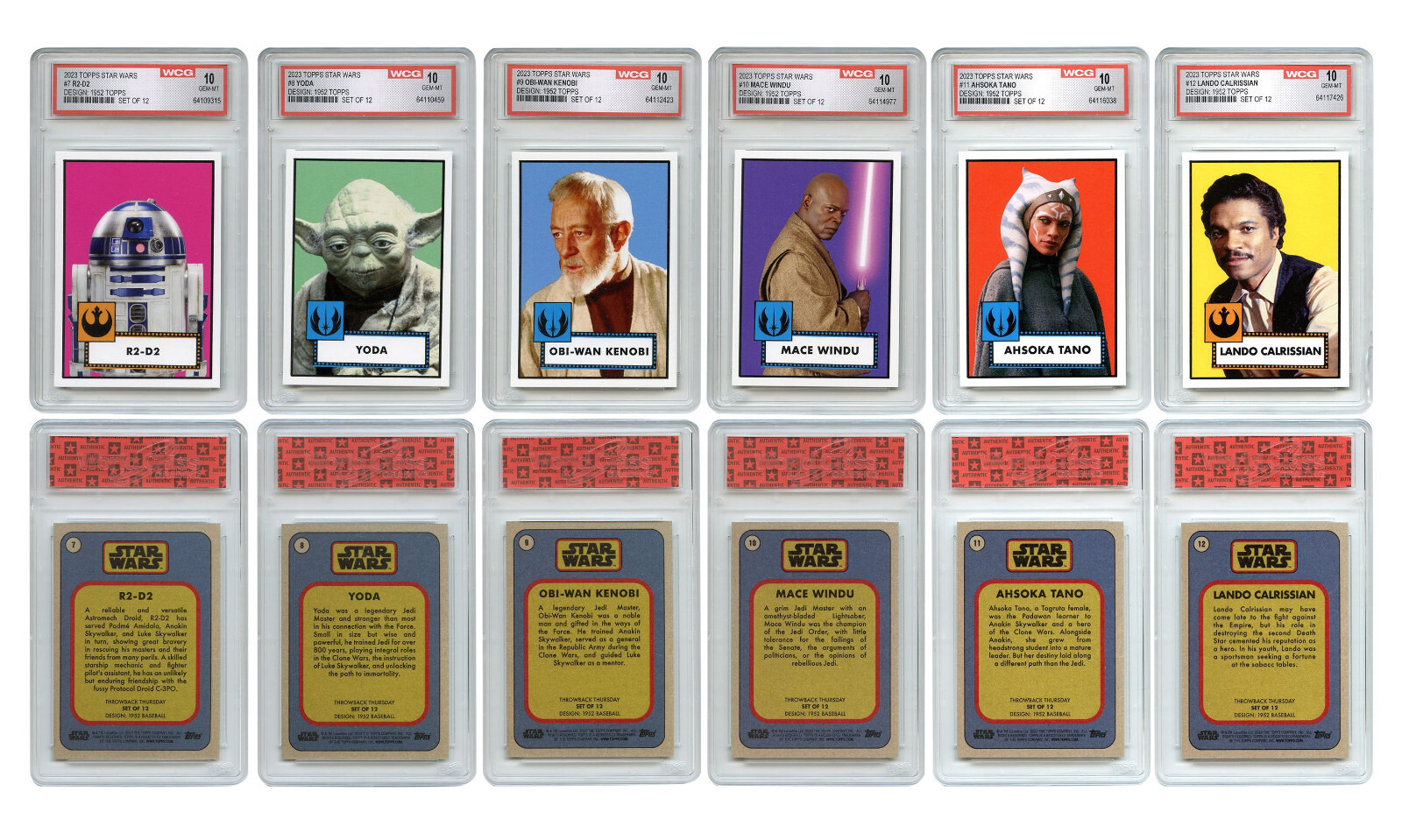 STAR WARS TOPPS Rare 1952 Edition Cards 2023 – Gem Mint 10 – COMPLETE SET of 12
