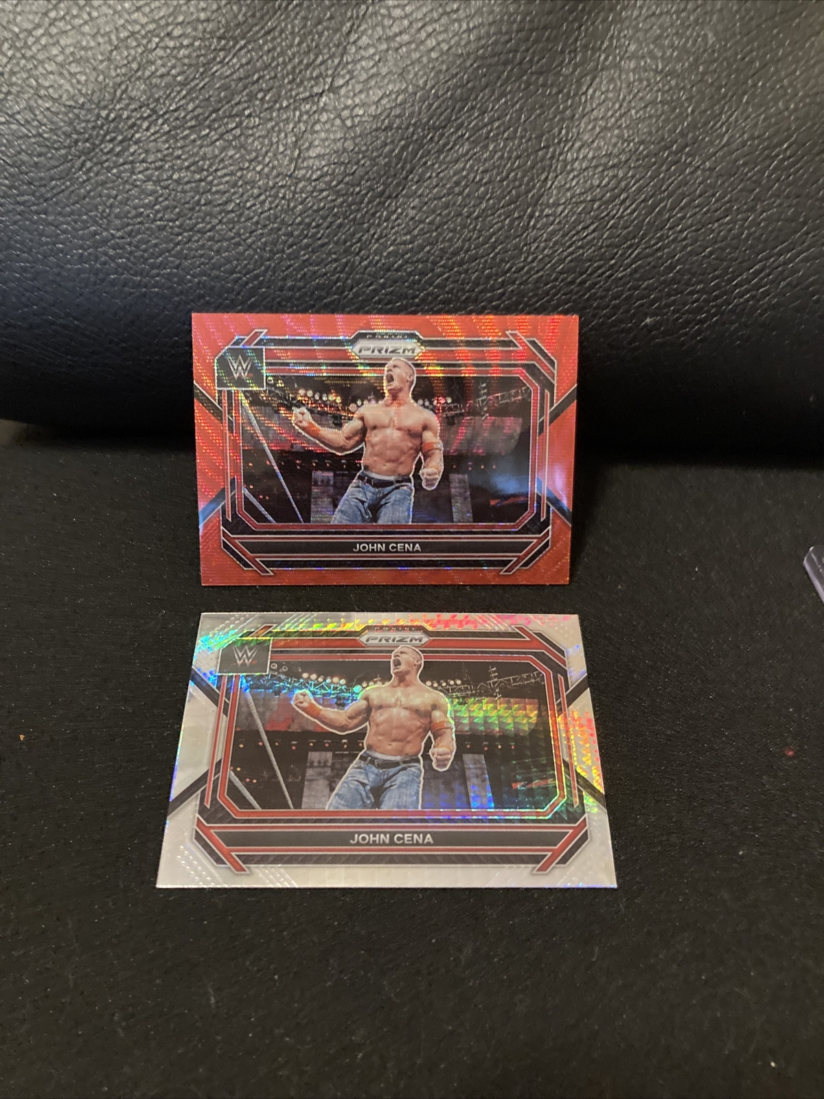 (2) PANINI PRIZM WWE JOHN CENA #54 RED WAVE PRIZM,HYPER PRIZM WWE LEGENDS