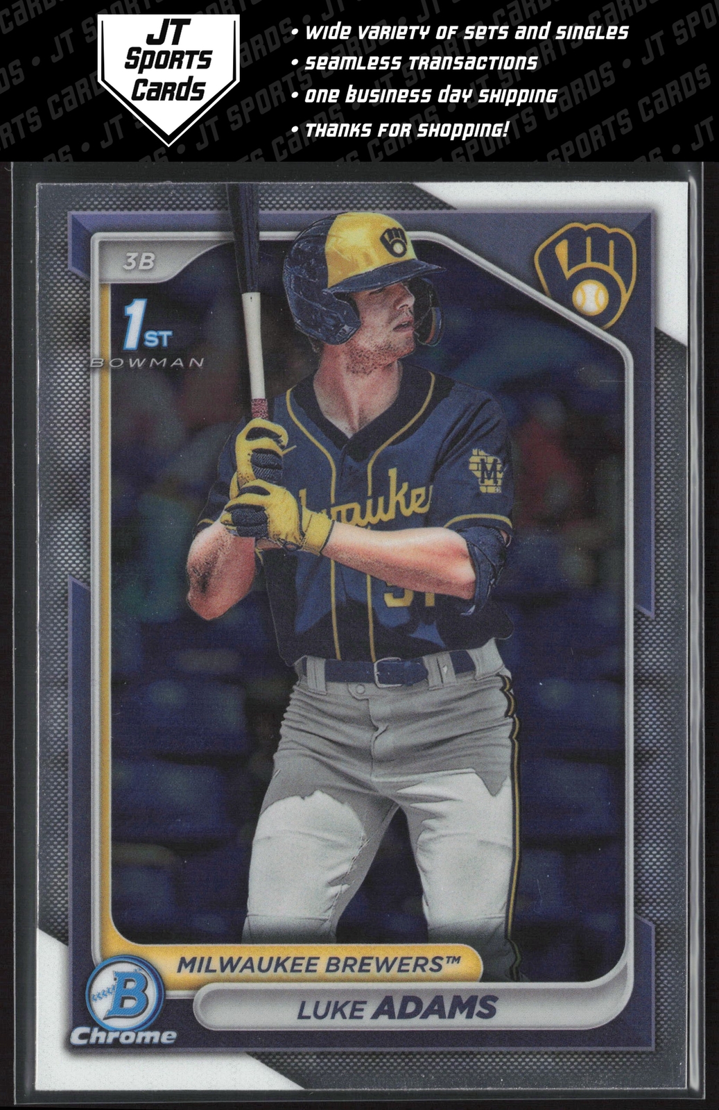 2024 Bowman Luke Adams BCP-50 1st Chrome | Milwaukee Brewers