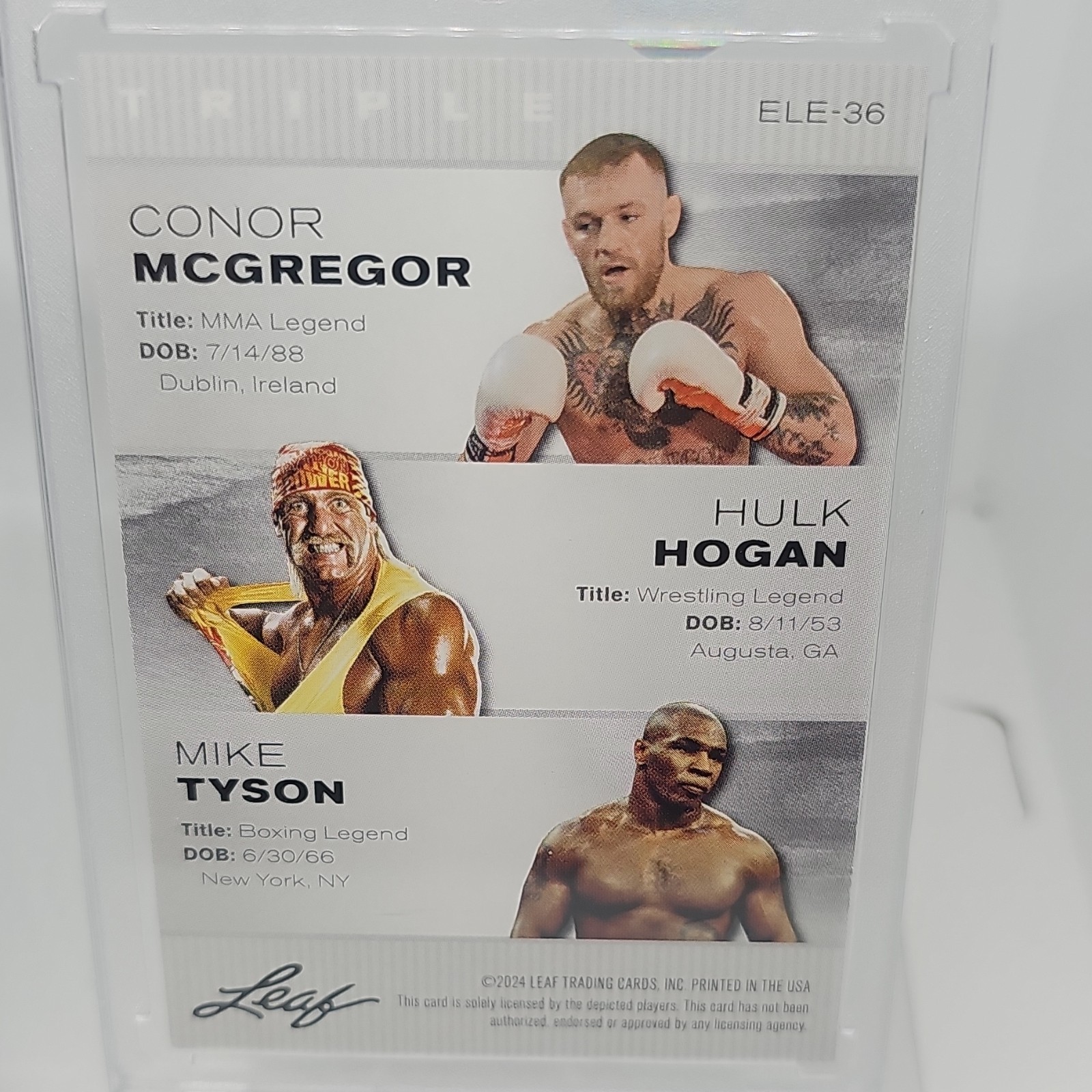 Hulk Hogan, Connor Mcergor, Mike Tyson. Steve Austin,John Cena 2 Cards 5 Legends
