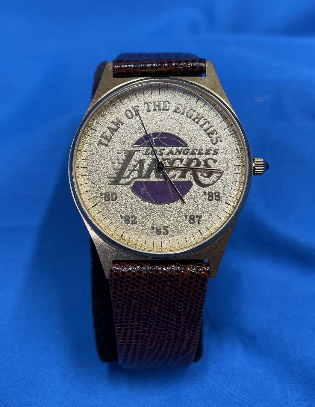 1980’S Los Angeles Lakers Simulated Gold Wrist Watch with Genuine Leather Band