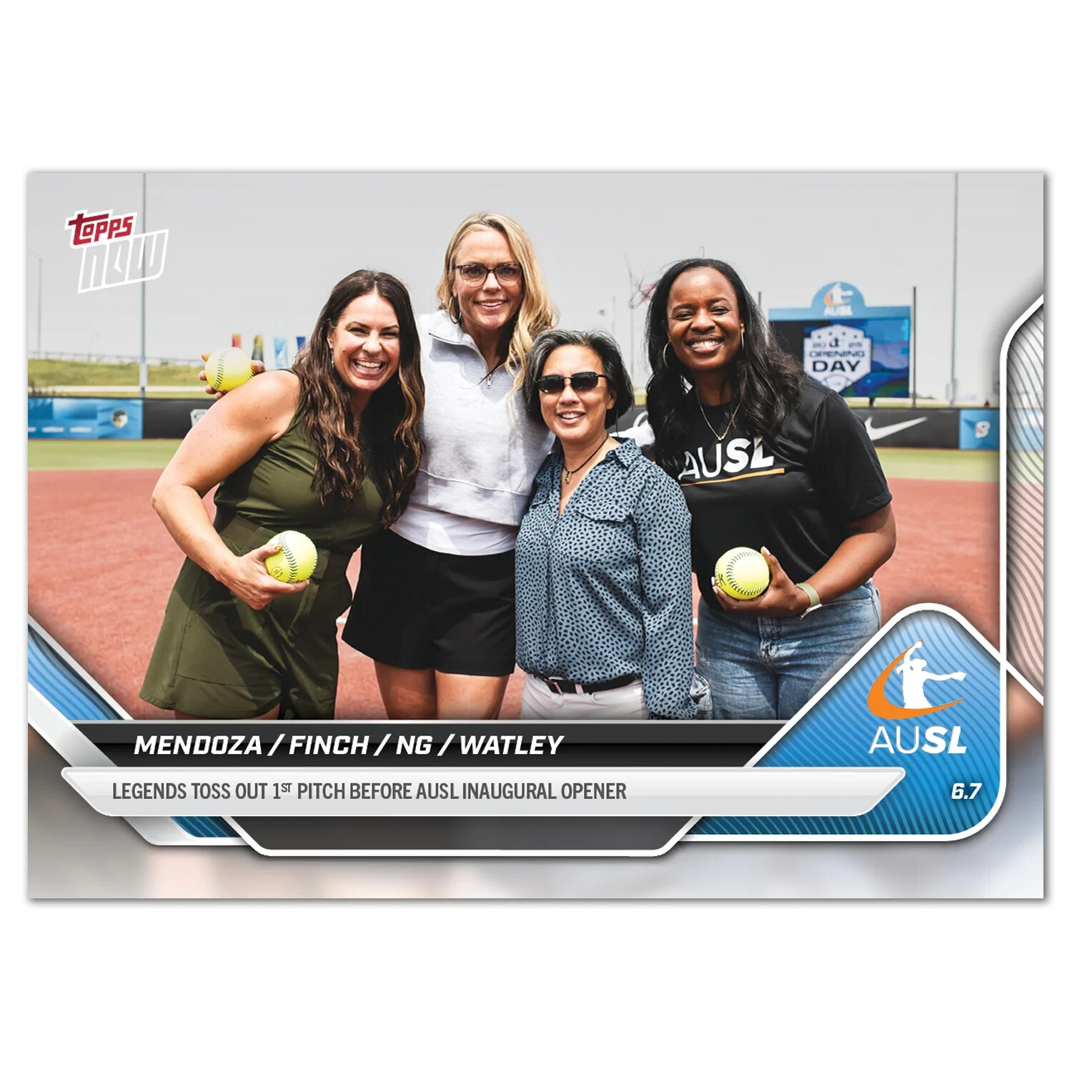 2025 Topps Now AUSL 1 Jessica Mendoza Jennie Finch Kim Ng Natasha Watley PR 1782