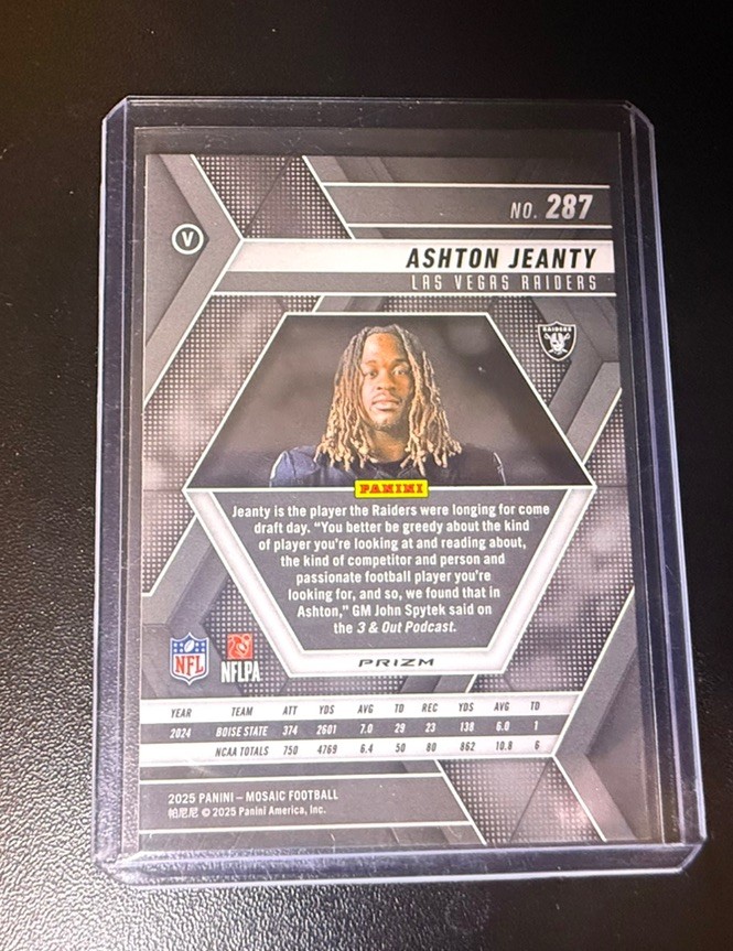 2025 Panini Mosaic Rookie Variations Ashton Jeanty #287 Purple Scope Prizm (RC)