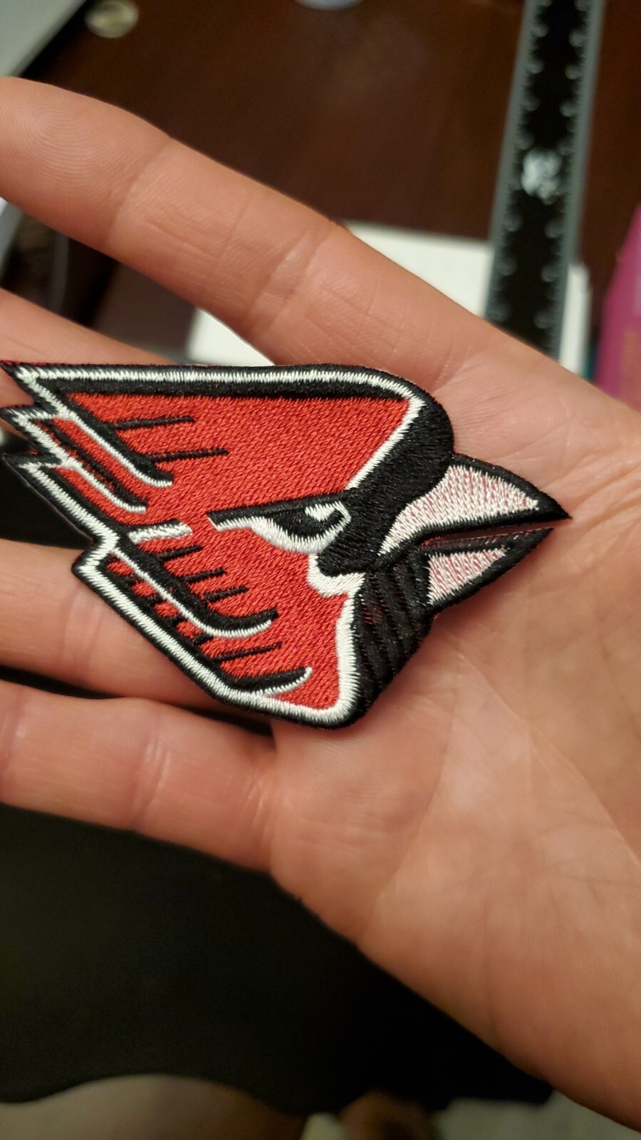 Ball State Cardinals Patch. Embroidered. Iron On Backing 3″x2″