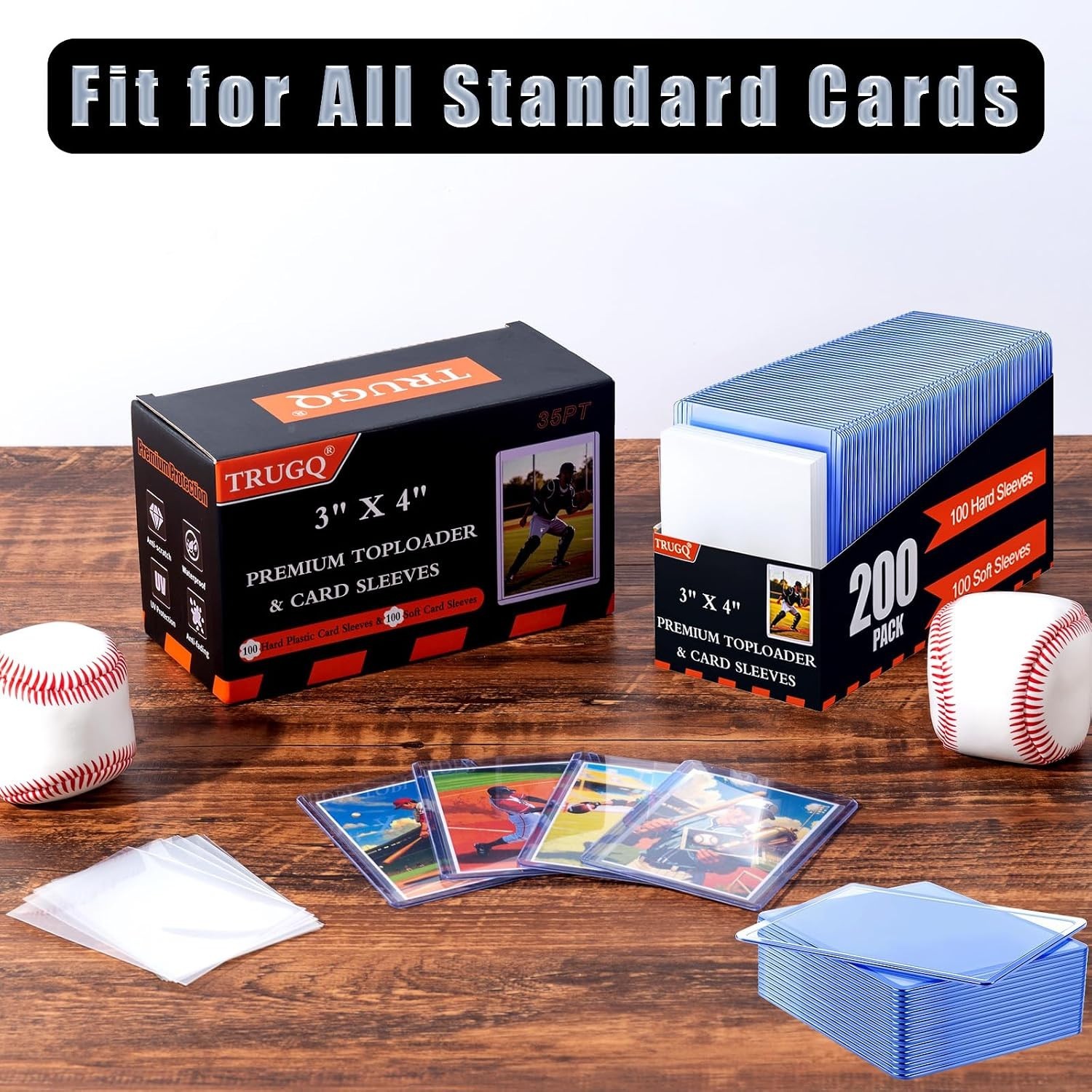 200 Transparent Card Sleeves Set: Superior Quality for Collectors – Blue Finish