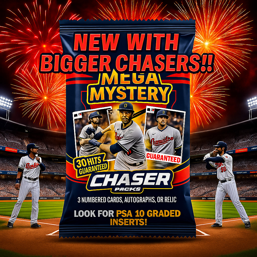 NEW Mystery MLB Chaser Packs 30 Hits Guaranteed 3 #’d, Autos or Relics per pack
