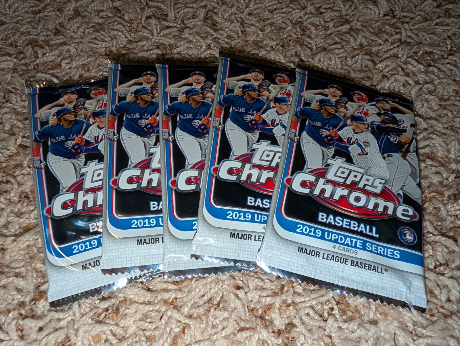 (5) 2019 Topps Chrome Update Series Packs Baseball Factory Sealed 5 Pack Lot