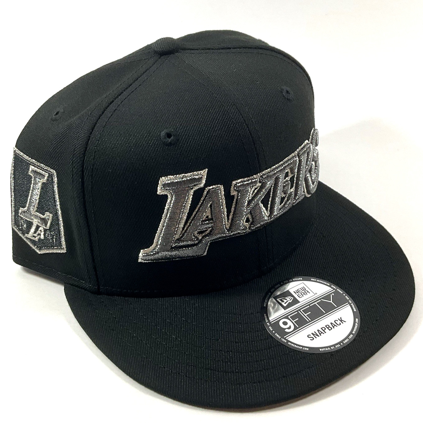 New Era LA Lakers Exclusive Black Metallic Titanium 9FIFTY Snapback Hat Cap