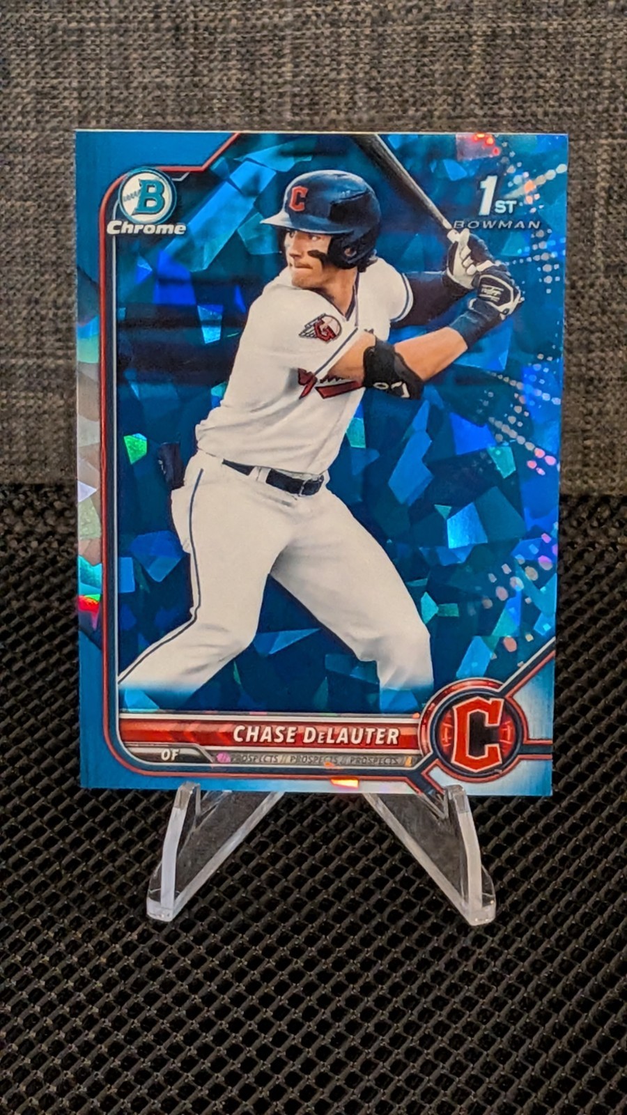 Chase Delauter RC: 2022 Bowman Chrome DRAFT, 1st Bowman, BLUE SAPPHIRE, #BCD-49