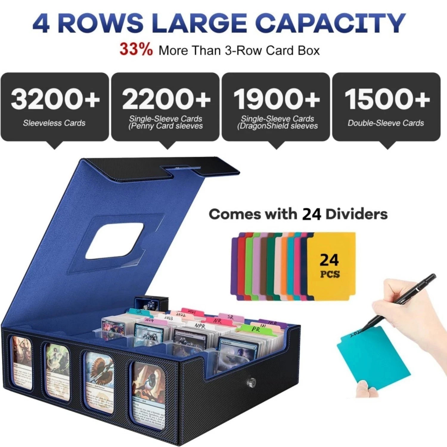 Trading Card Storage Box for 3200+, Leather Storage Box with Strong Closure