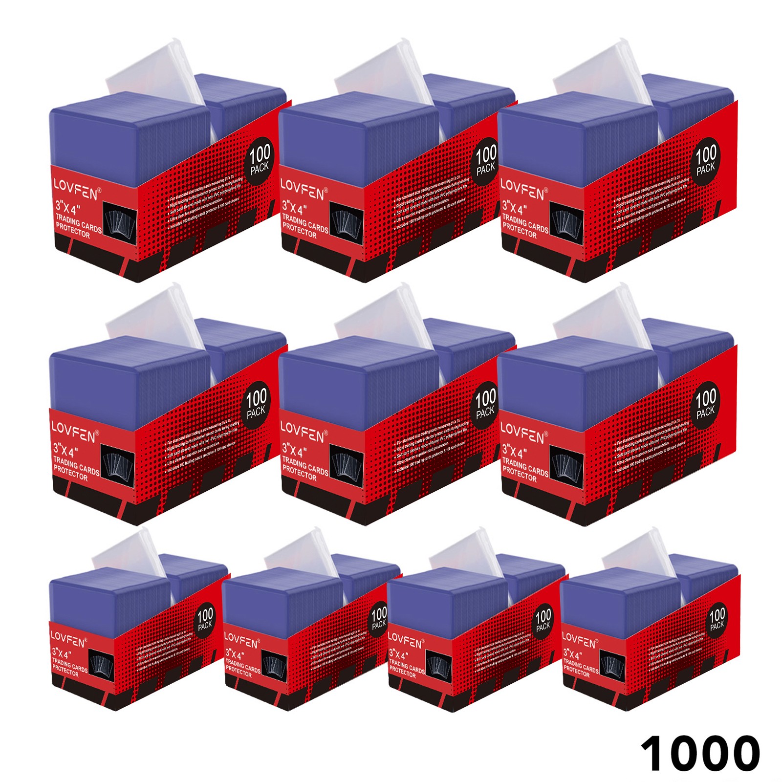 1000ct 3×4 Toploaders&Sleeves For Standard 35pt Trading Cards (10*100pack)