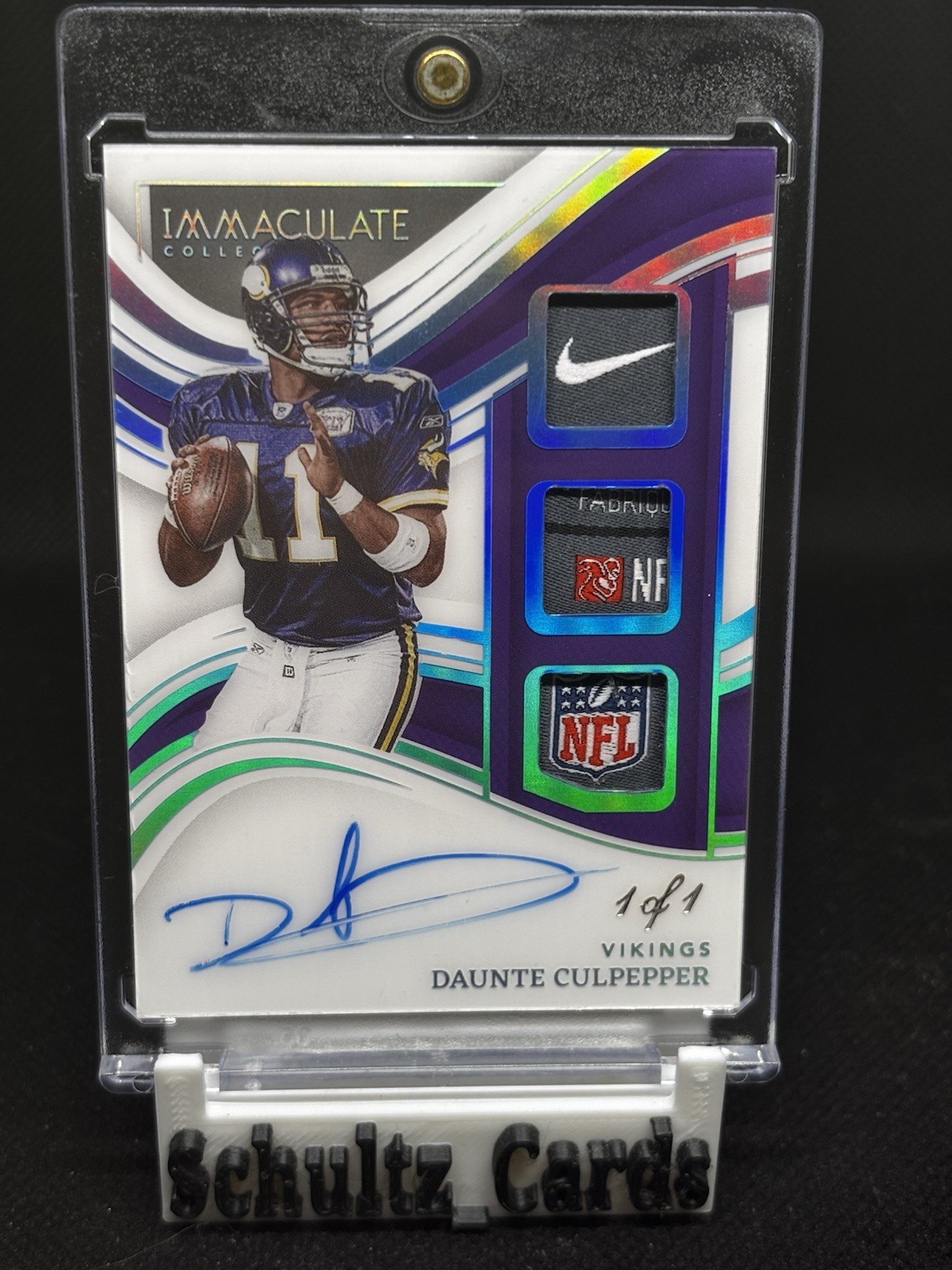 2023 Immaculate ONE OF ONE 1/1 NFL SHIELD NIKE LOGO PATCH Daunte Culpepper AUTO