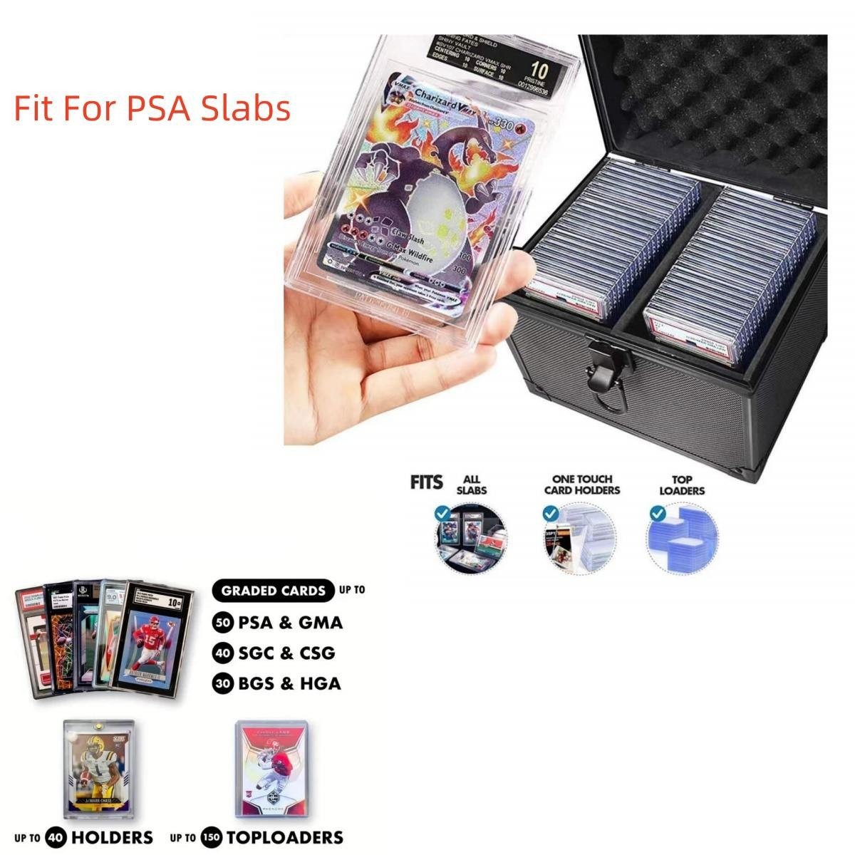 PSA Slabs Case, Toploader, Sleeves, Magnetic Card Holder For 35pt Pokémon TCG