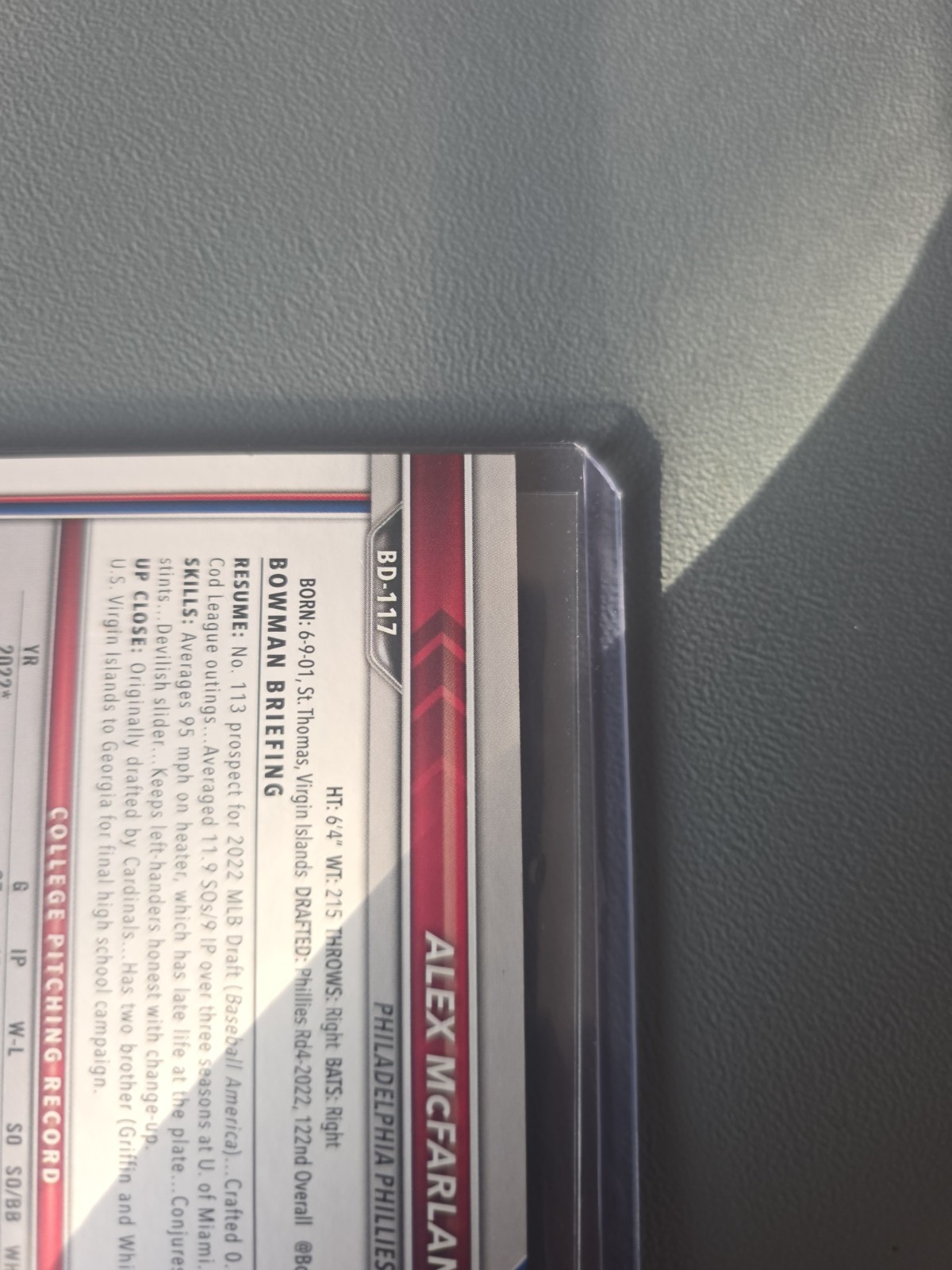 2022 Bowman Draft 1st Edition – Alex McFarlane #BD-117 Orange Foil /25 (RC)
