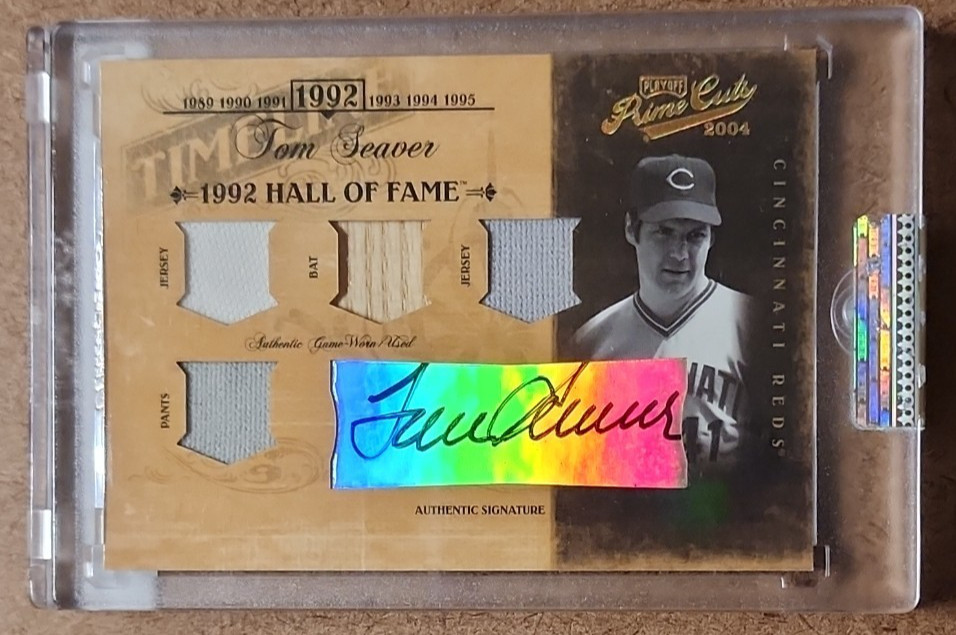Tom Seaver 2004 Playoff Prime Cuts II Timeline autograph aut bat jersey 1/1