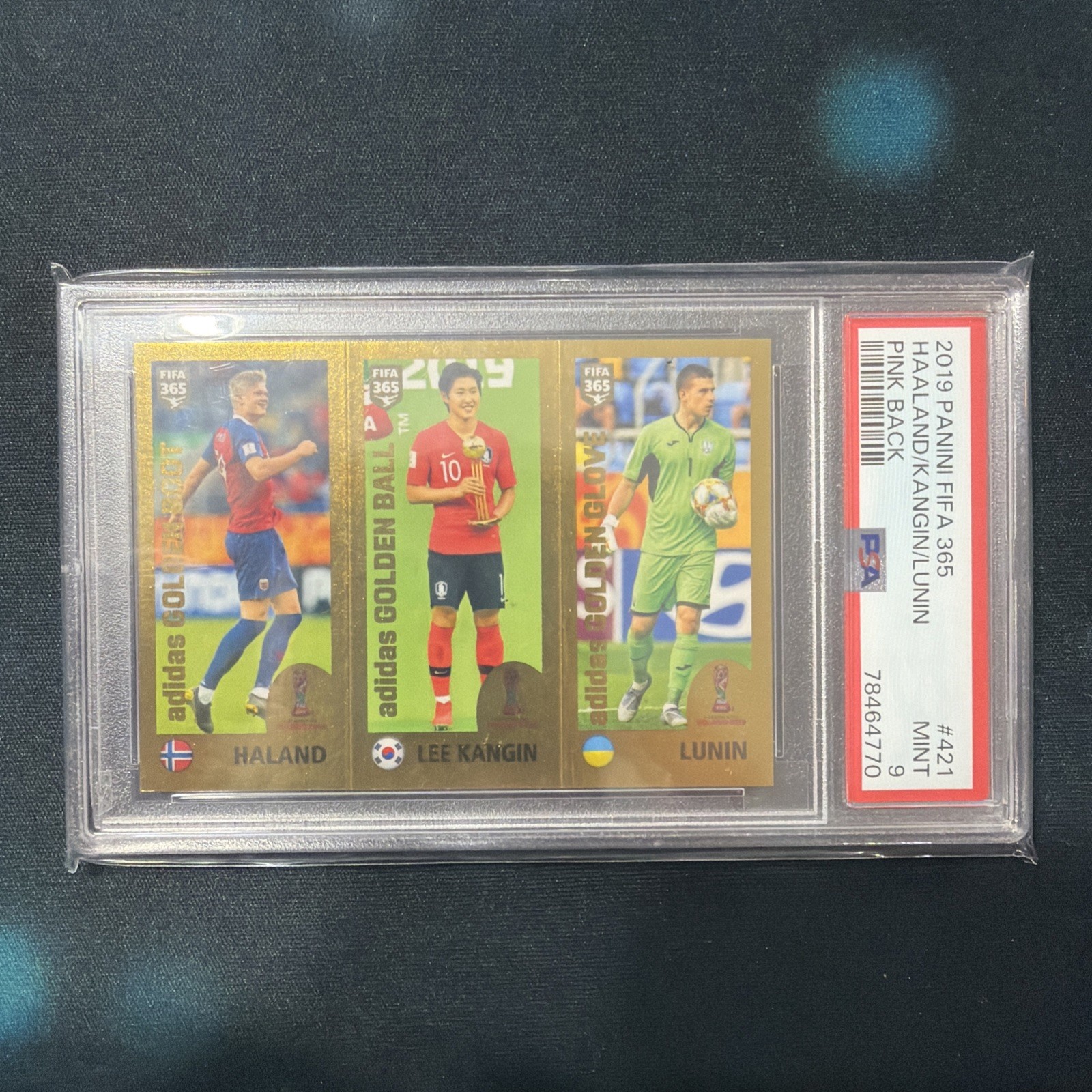 2019 Panini Fifa 365 Soccer #421 Erling Haaland Lee Kangin Lunin Pink Back PSA 9