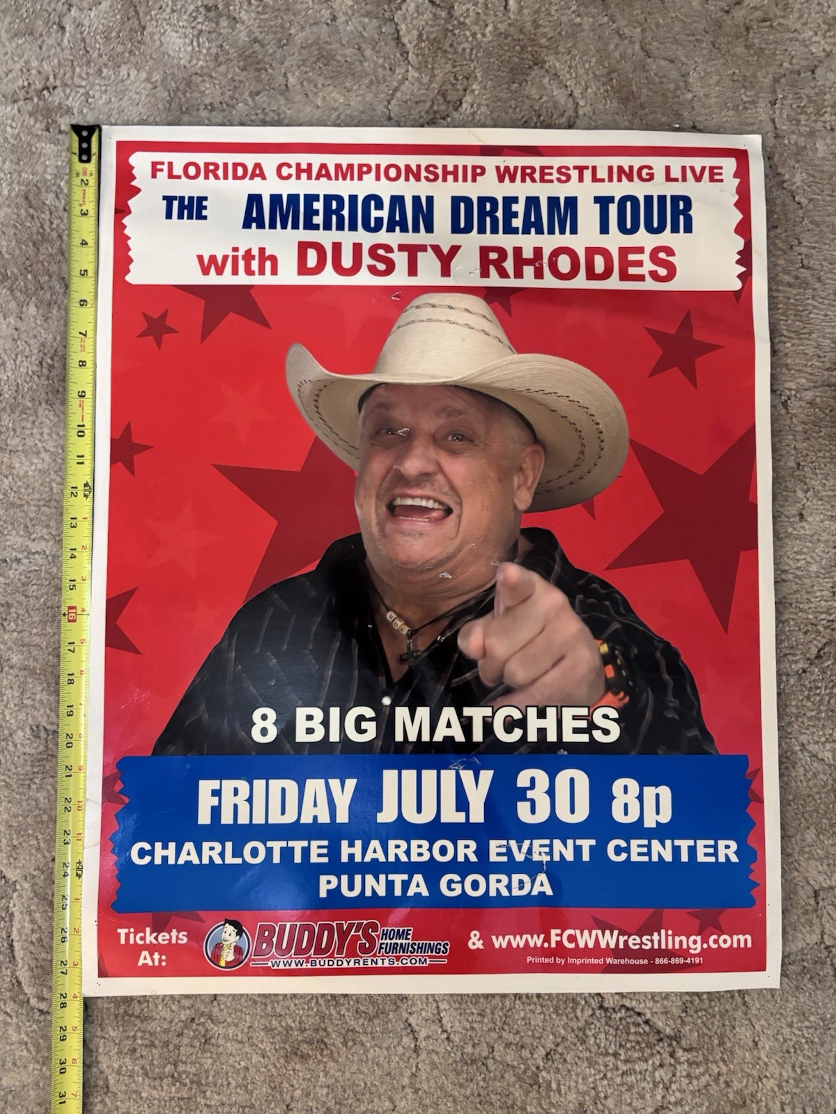 Dusty Rhodes American Dream Poster RARE FCW FLORIDA Wrestling Poster 22 x 28