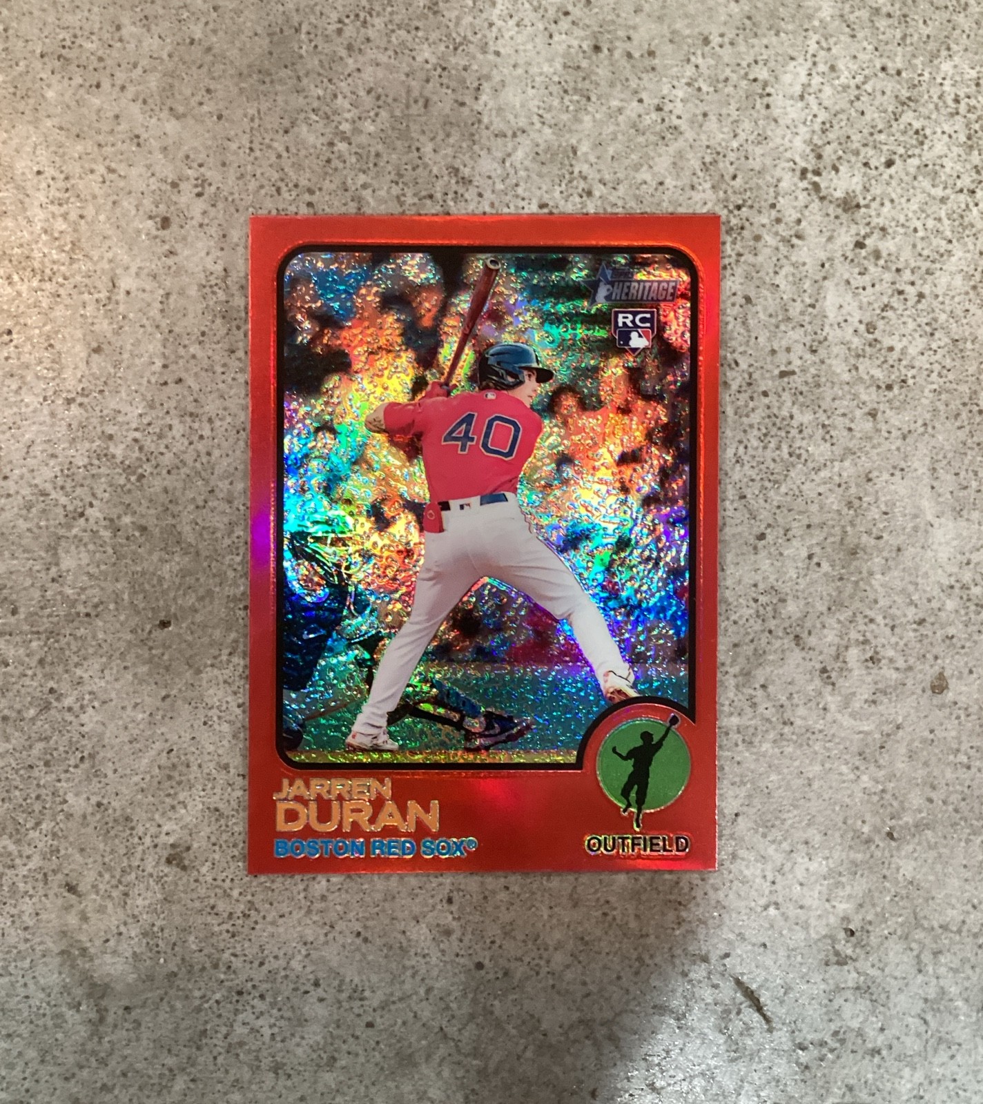 2022 Topps Heritage – Jarren Duran #211 Chrome Red Border Refractor /573 (RC)