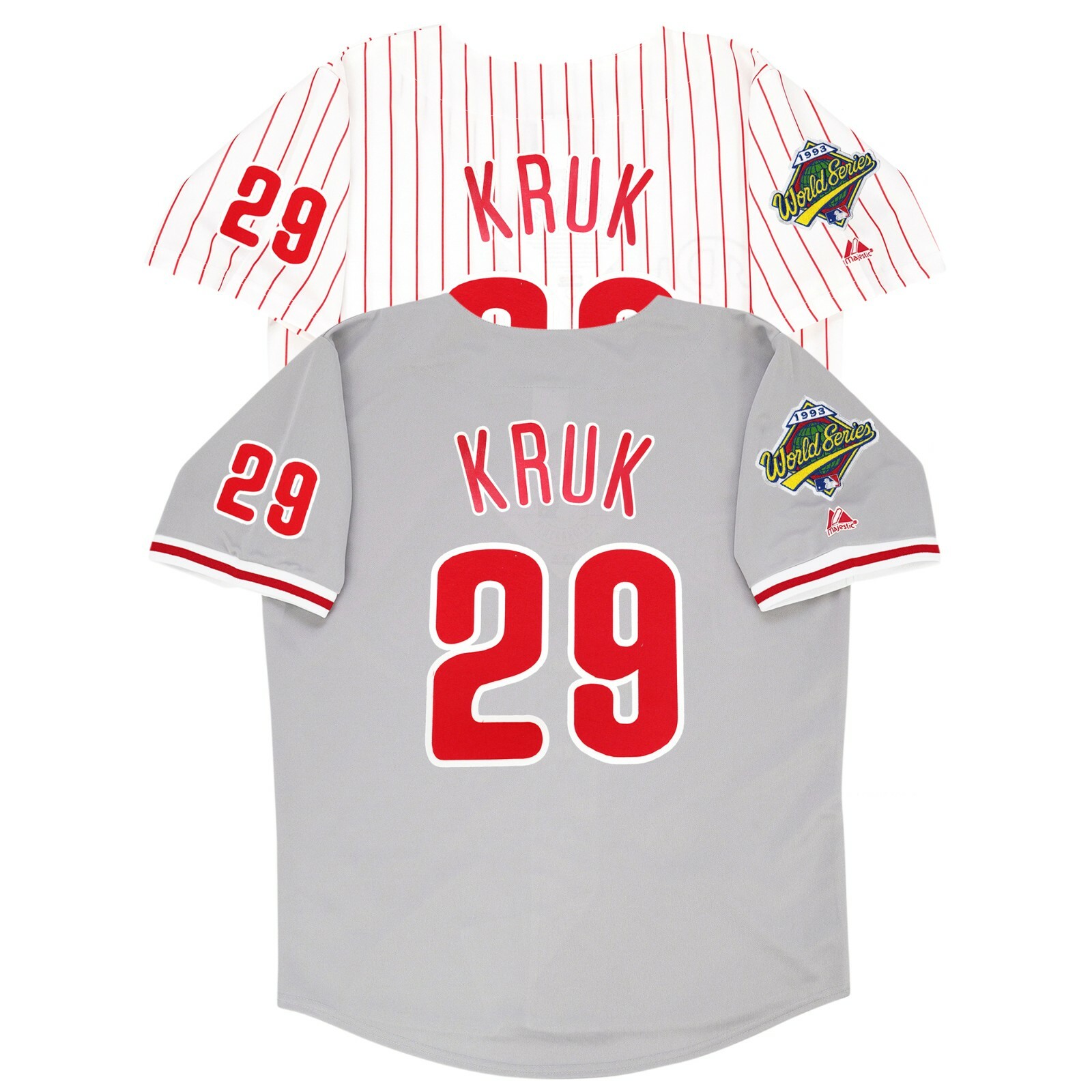John Kruk 1993 Philadelphia Phillies World Series Home & Road Men’s Jersey