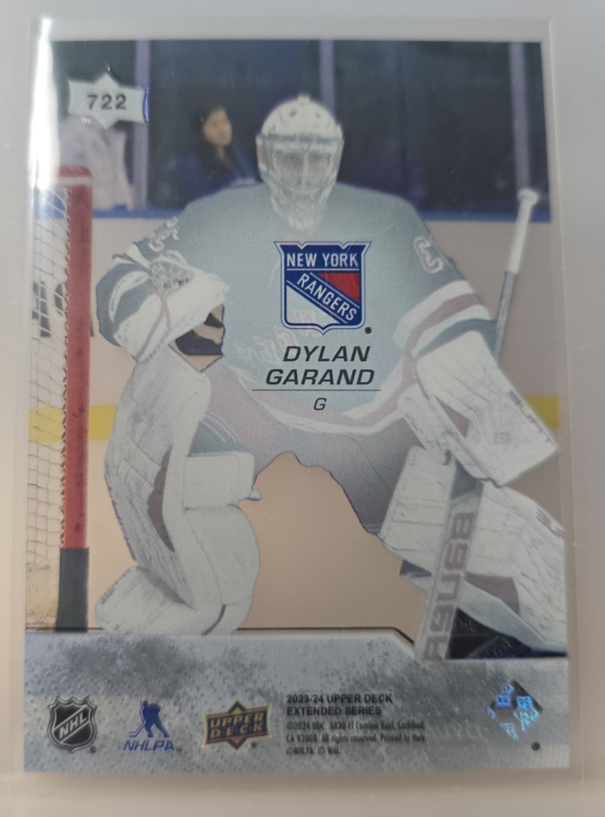 2023-24 Upper Deck Young Guns Dylan Garand Clear Cut Rangers Rookie Card 722